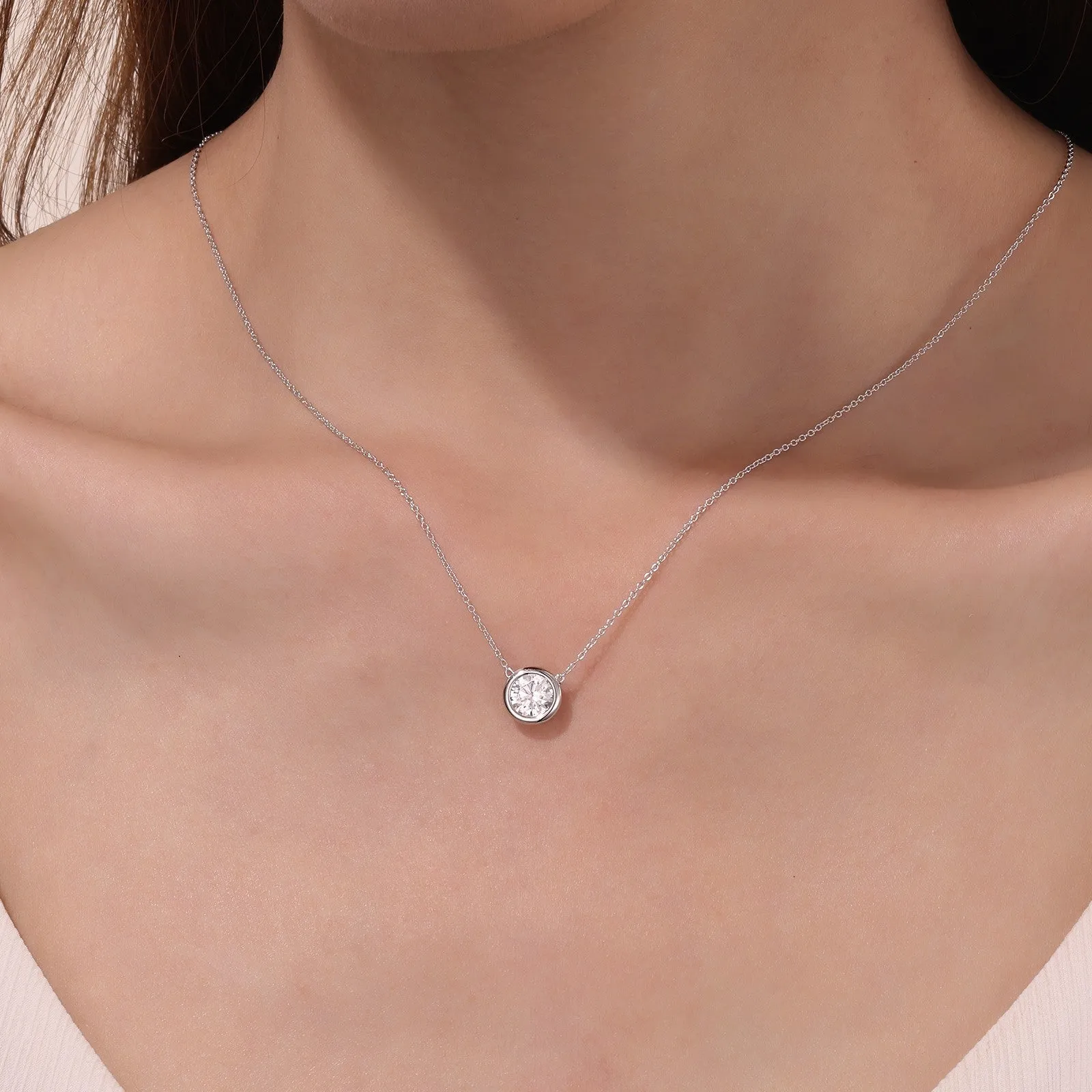 1.25 CTW Bezel-set Solitaire Necklace