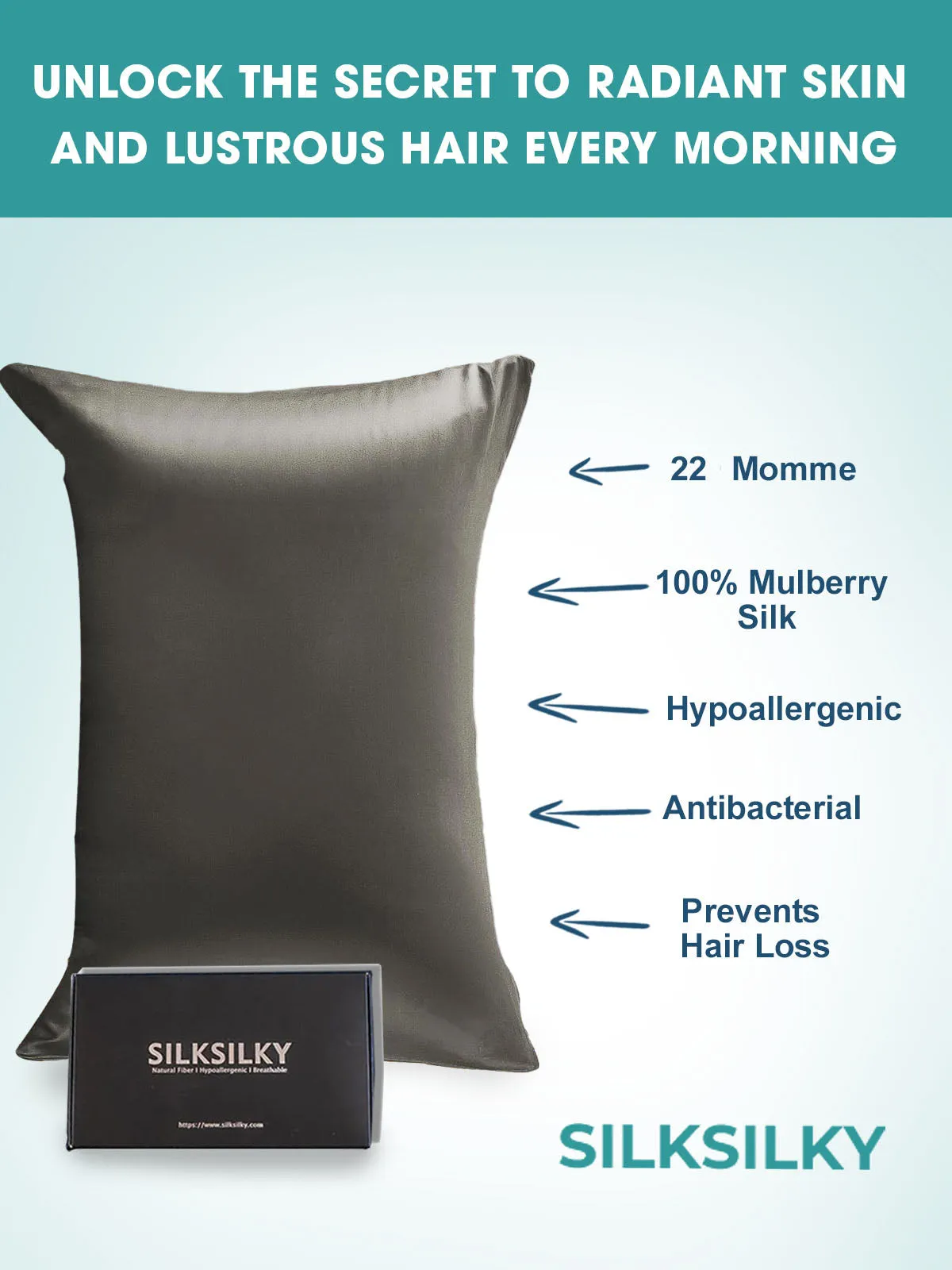 2Pcs 22Momme Pure Silk Pillowcases Bundle - Envelope Closure