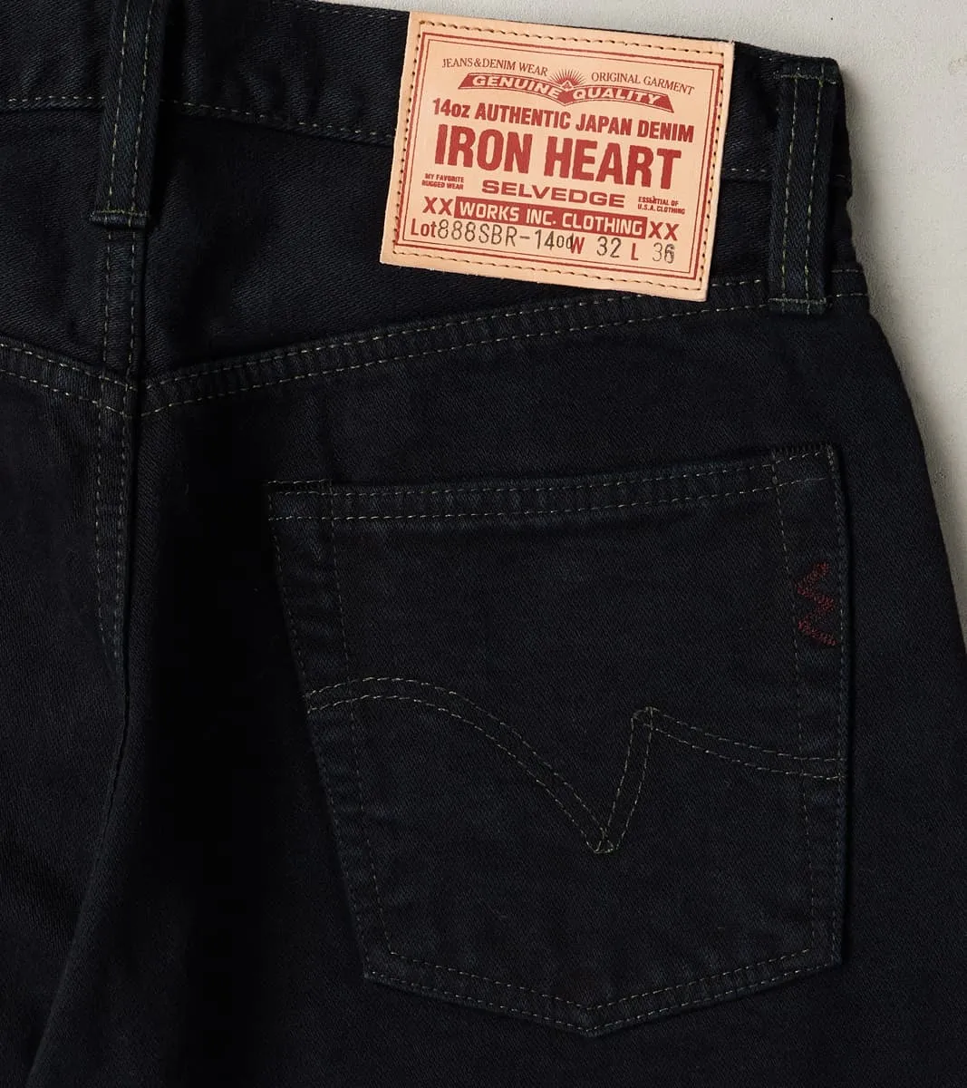 888SBR-14OD - High Rise Tapered - 14oz Broken Twill Indigo Overdyed Black