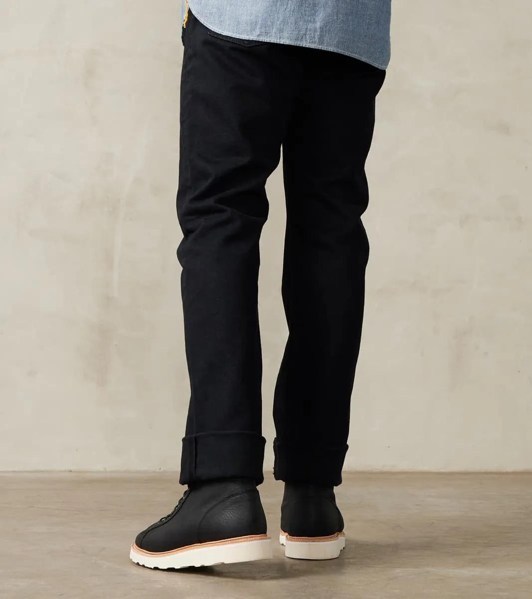 888SBR-14OD - High Rise Tapered - 14oz Broken Twill Indigo Overdyed Black