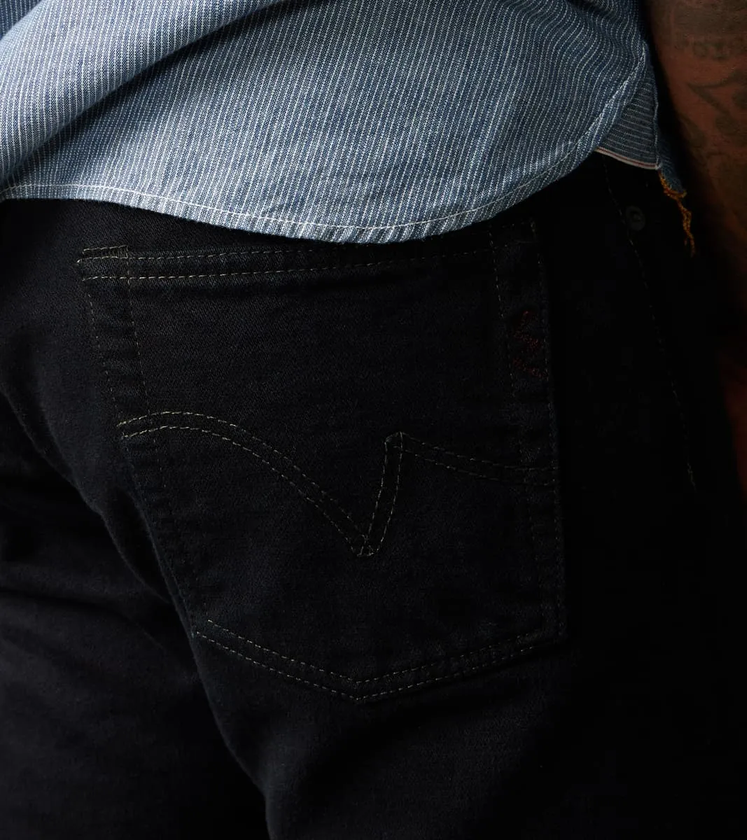 888SBR-14OD - High Rise Tapered - 14oz Broken Twill Indigo Overdyed Black
