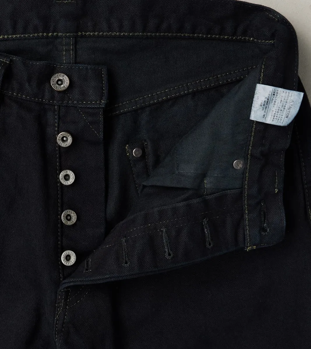 888SBR-14OD - High Rise Tapered - 14oz Broken Twill Indigo Overdyed Black