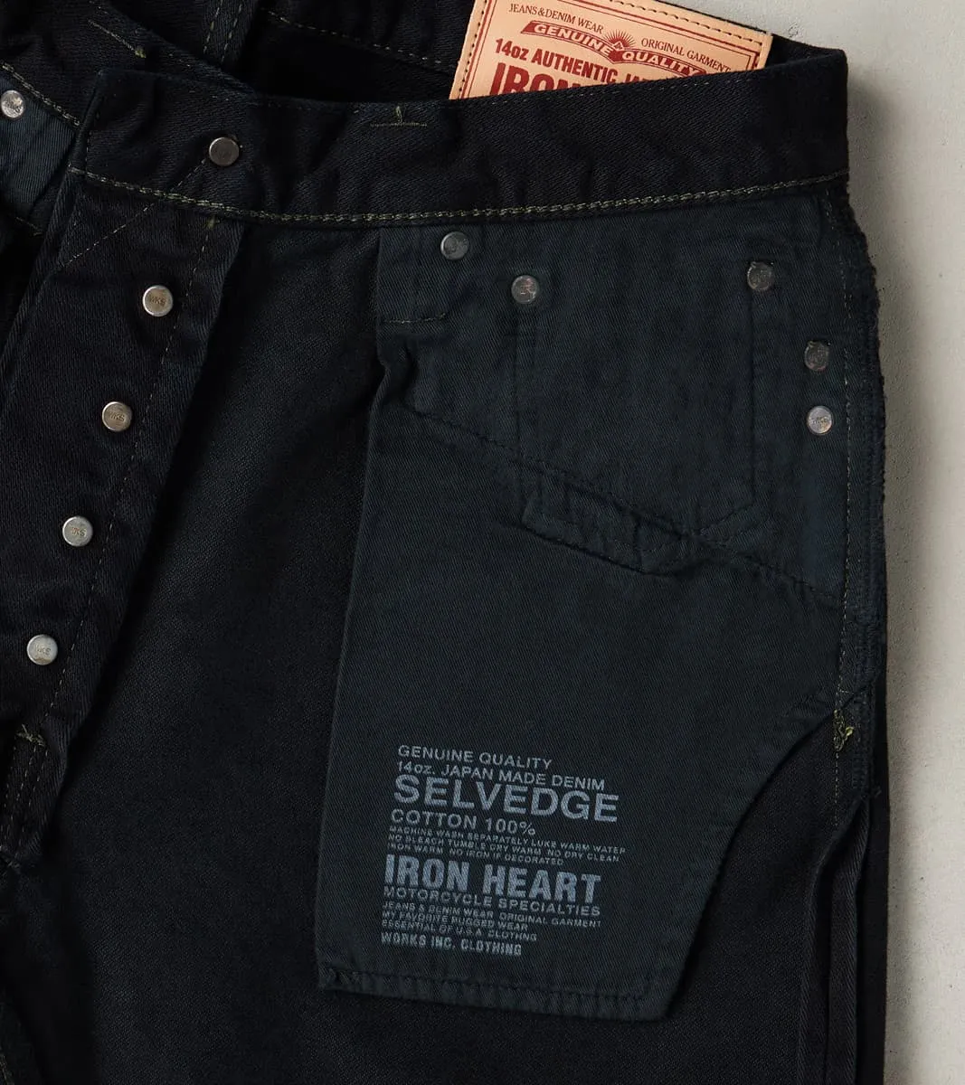 888SBR-14OD - High Rise Tapered - 14oz Broken Twill Indigo Overdyed Black