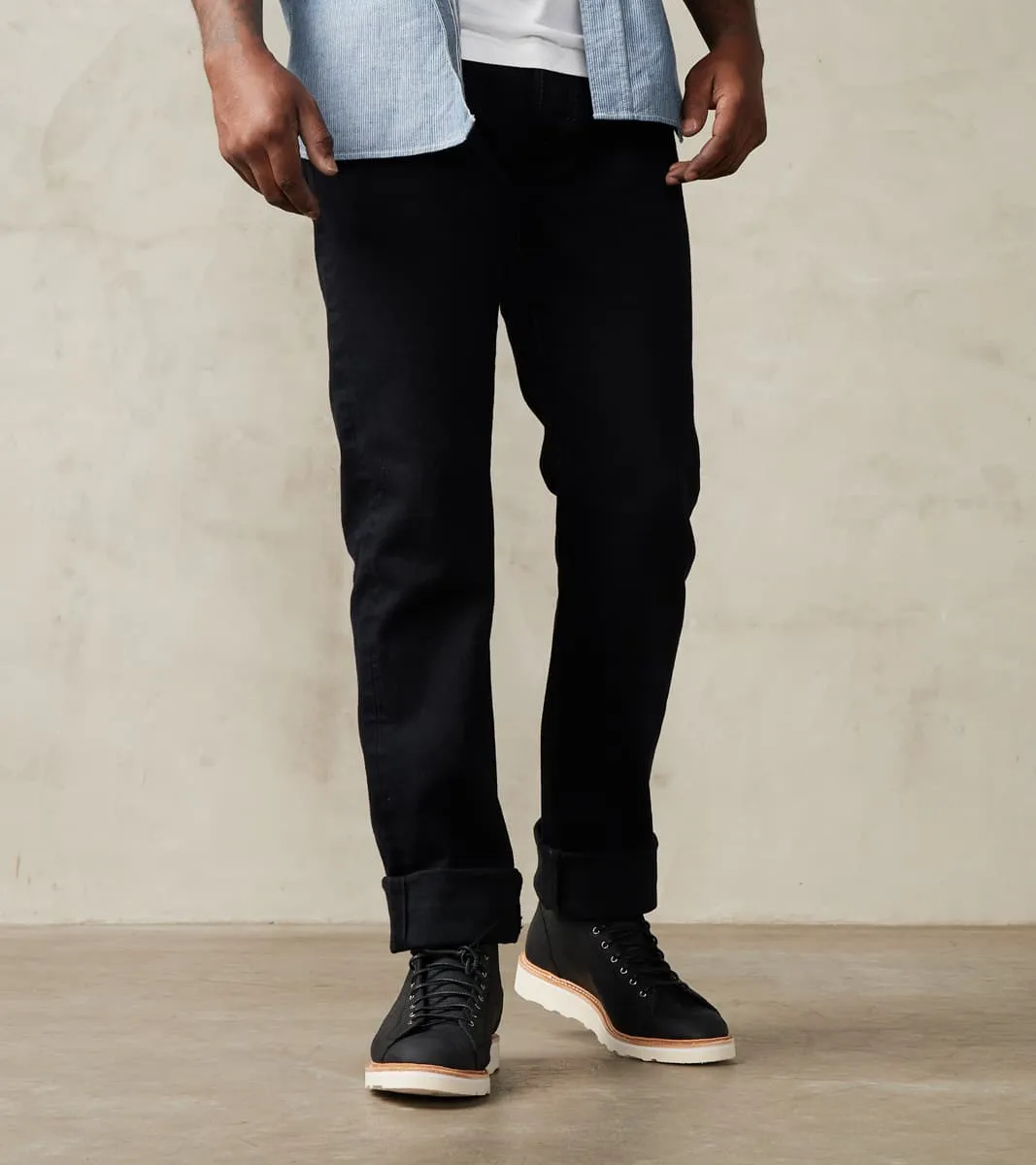 888SBR-14OD - High Rise Tapered - 14oz Broken Twill Indigo Overdyed Black