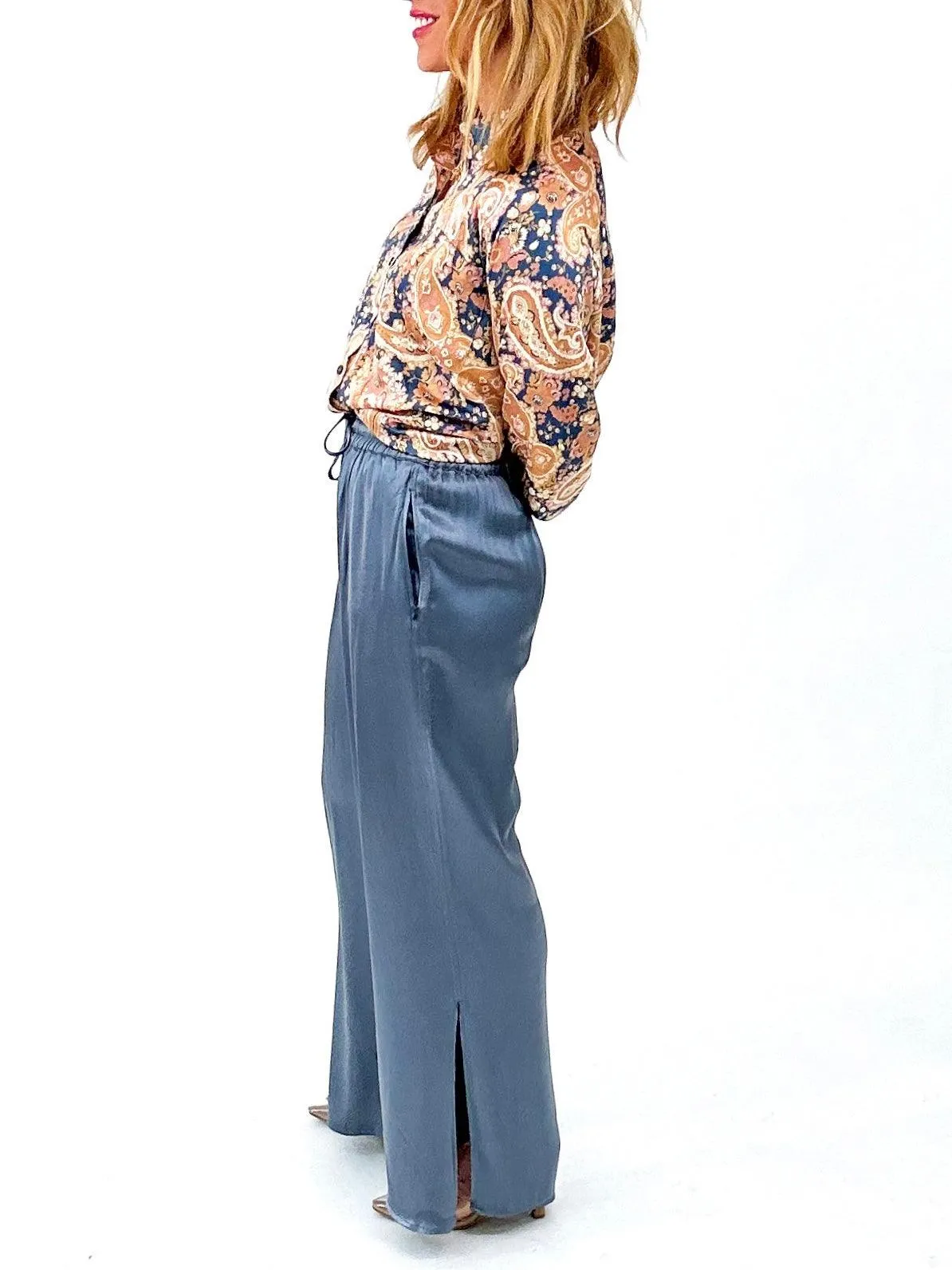 A Blue Satin Dream Pant