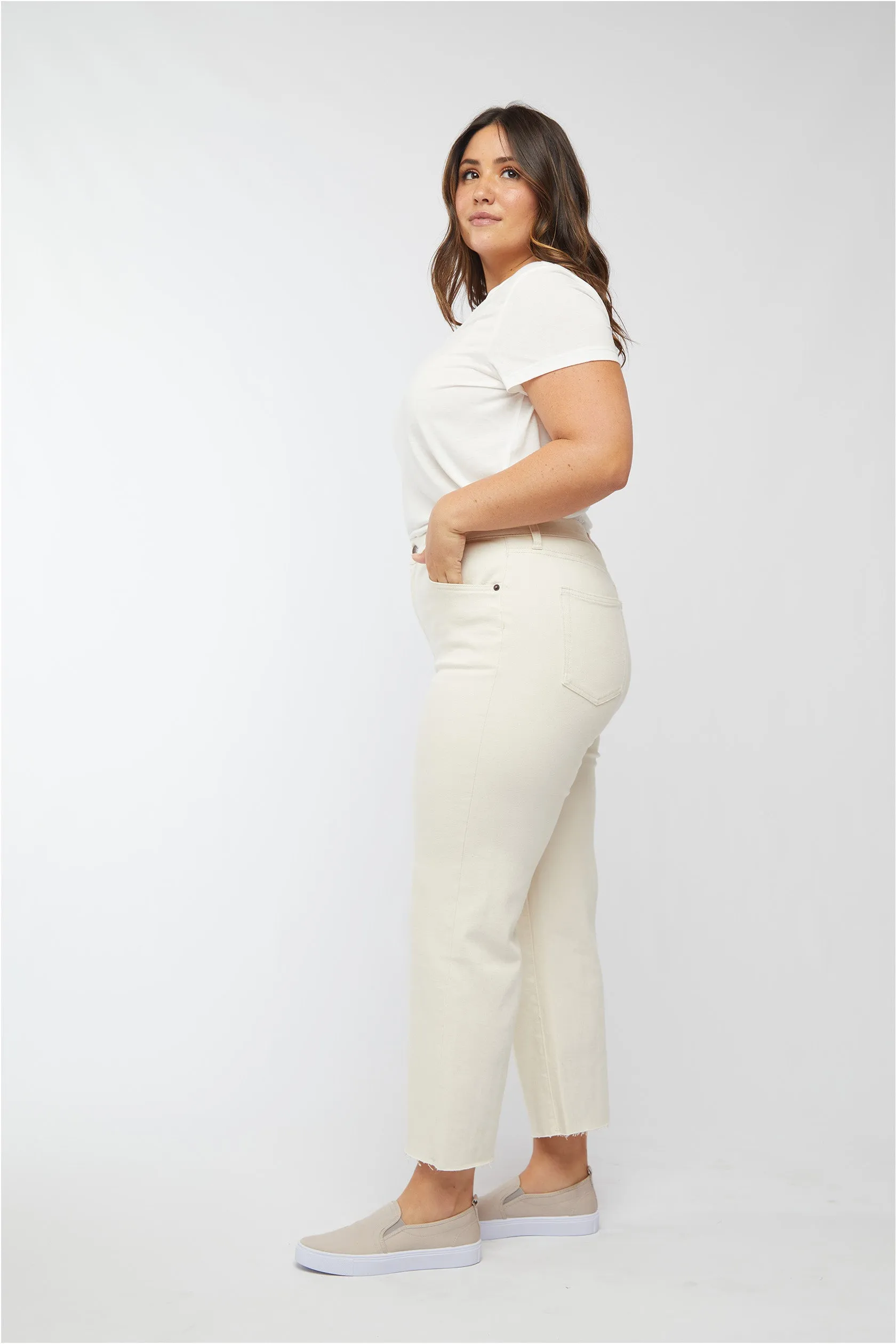 Aberdeen High Rise Wide Leg Crop Ecru