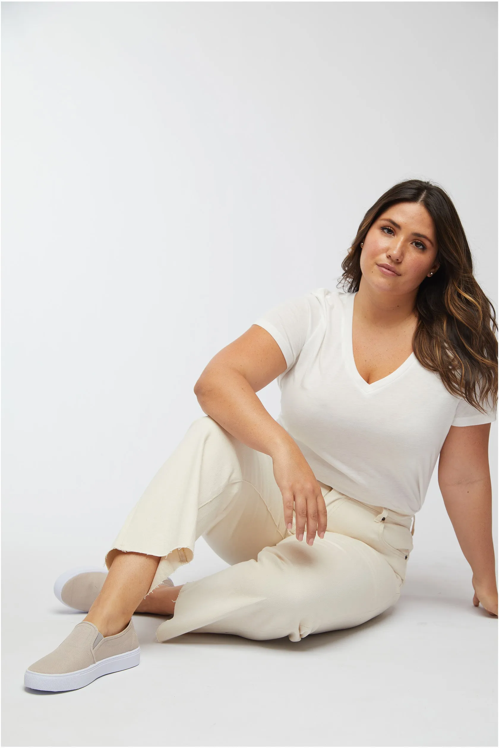 Aberdeen High Rise Wide Leg Crop Ecru