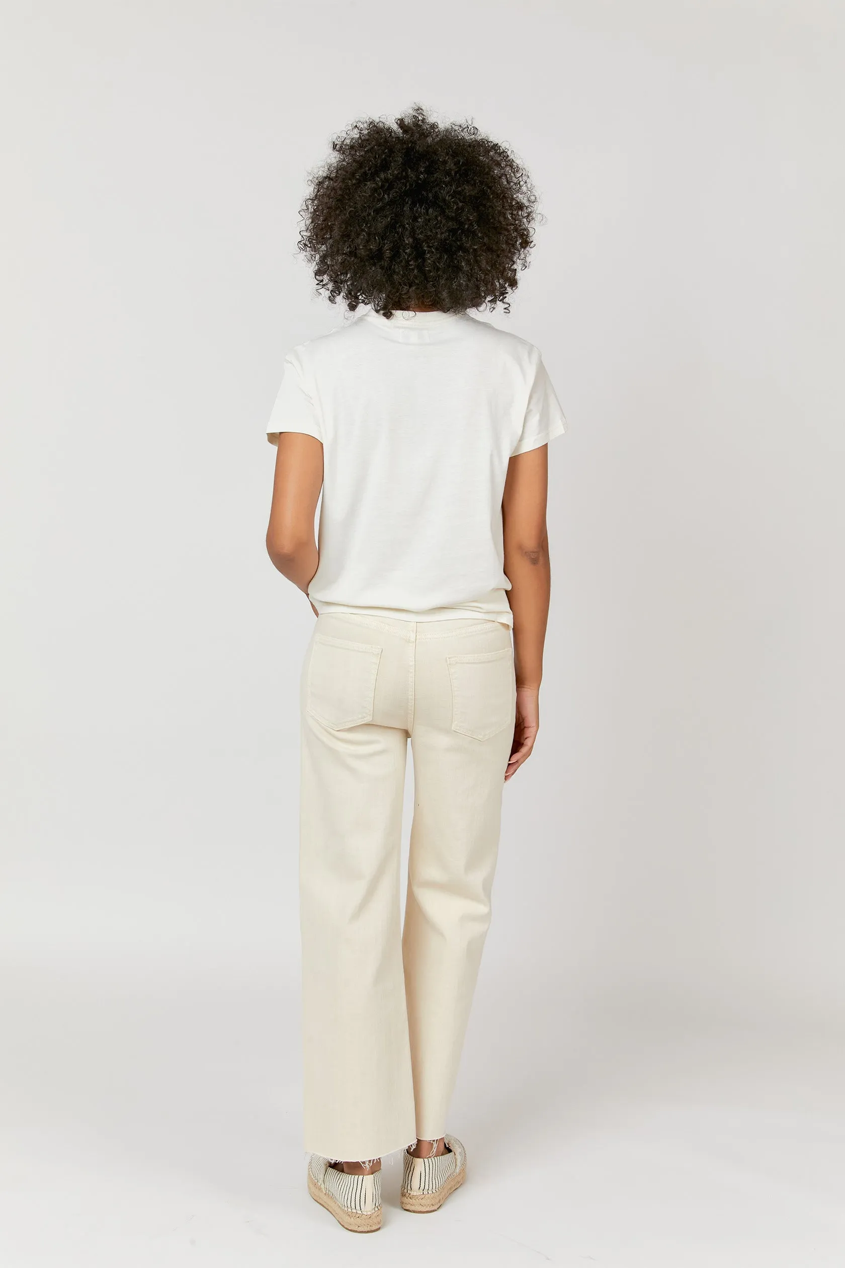 Aberdeen High Rise Wide Leg Crop Ecru