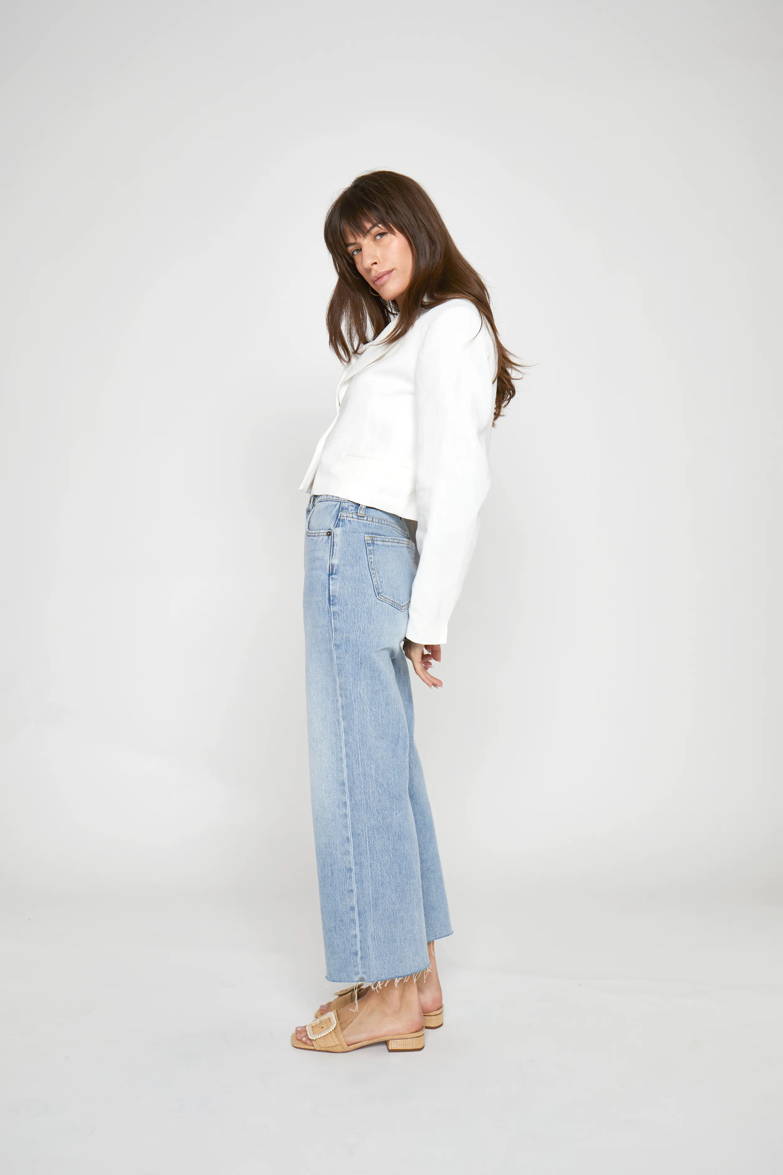 Aberdeen High Rise Wide Leg Light Indigo Worn