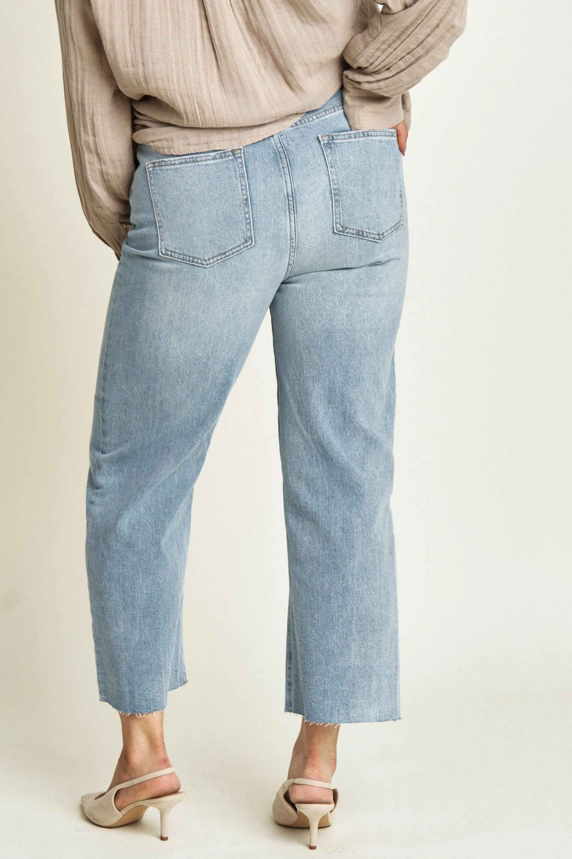 Aberdeen High Rise Wide Leg Light Indigo Worn
