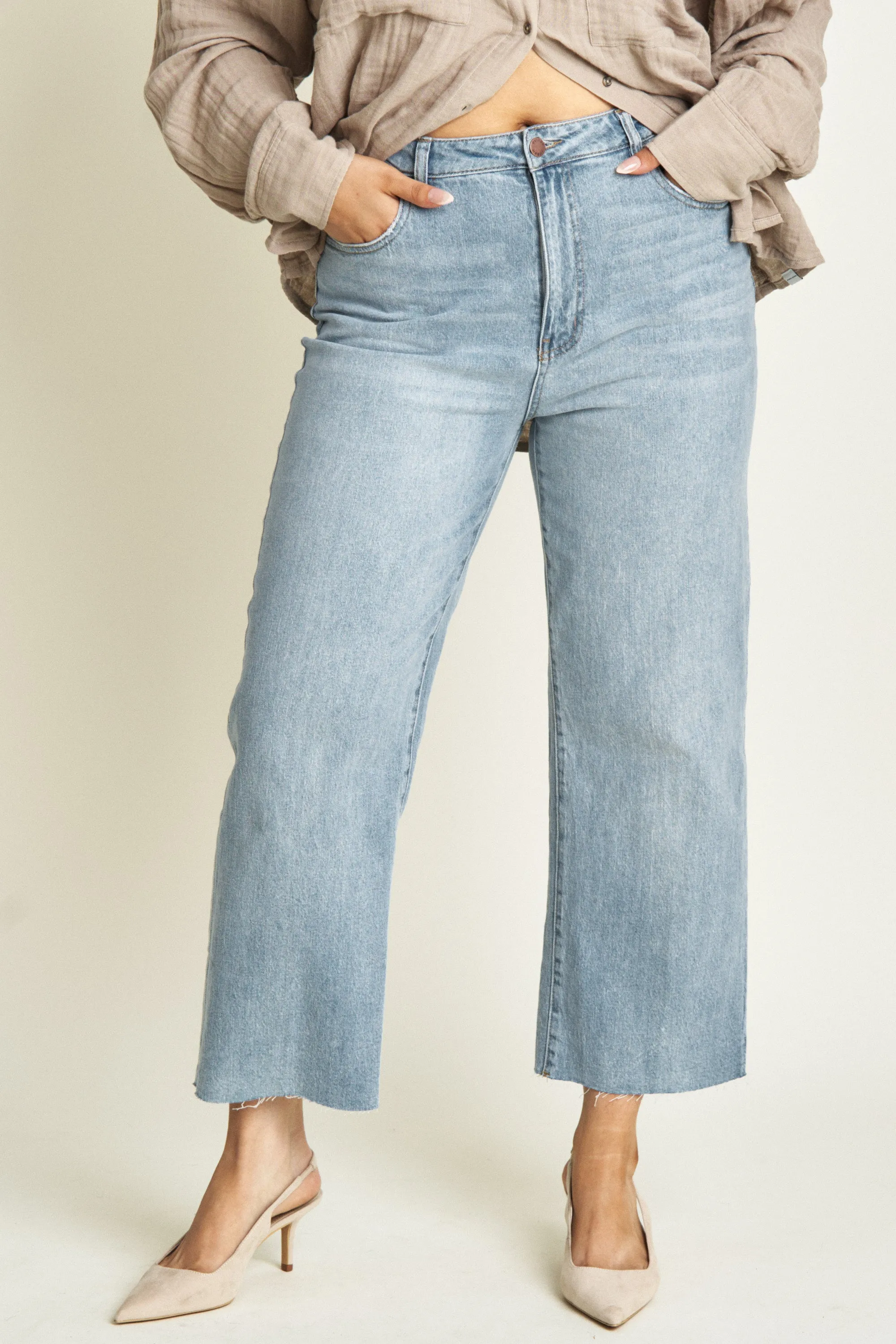 Aberdeen High Rise Wide Leg Light Indigo Worn