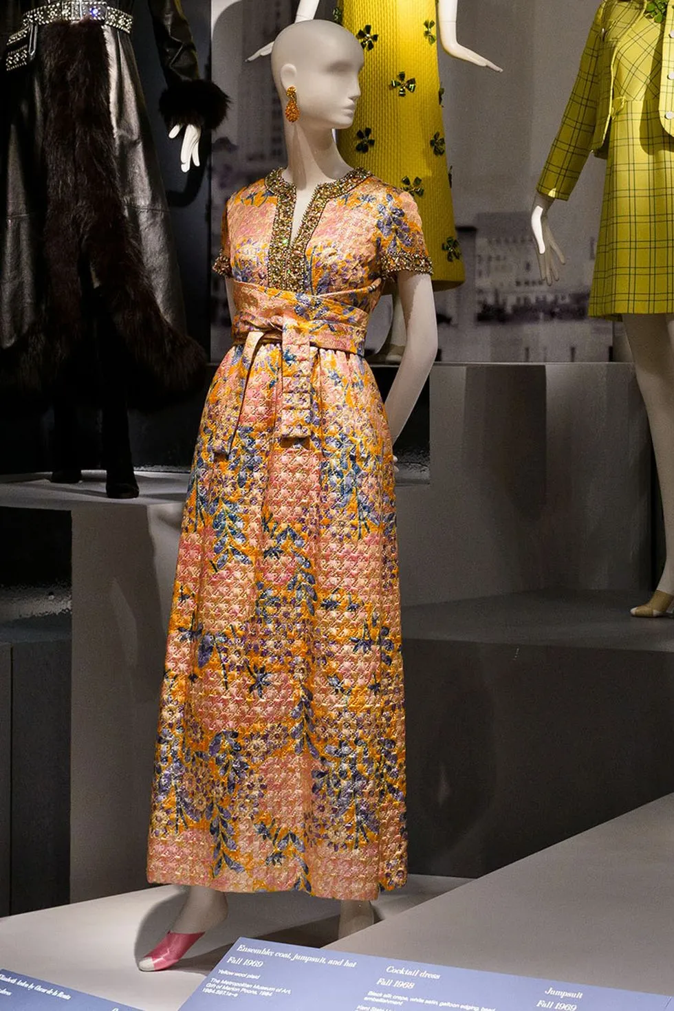 Amazing c.1967 Oscar de la Renta Gold Metallic Brocade Jumpsuit w Extensive Detailing