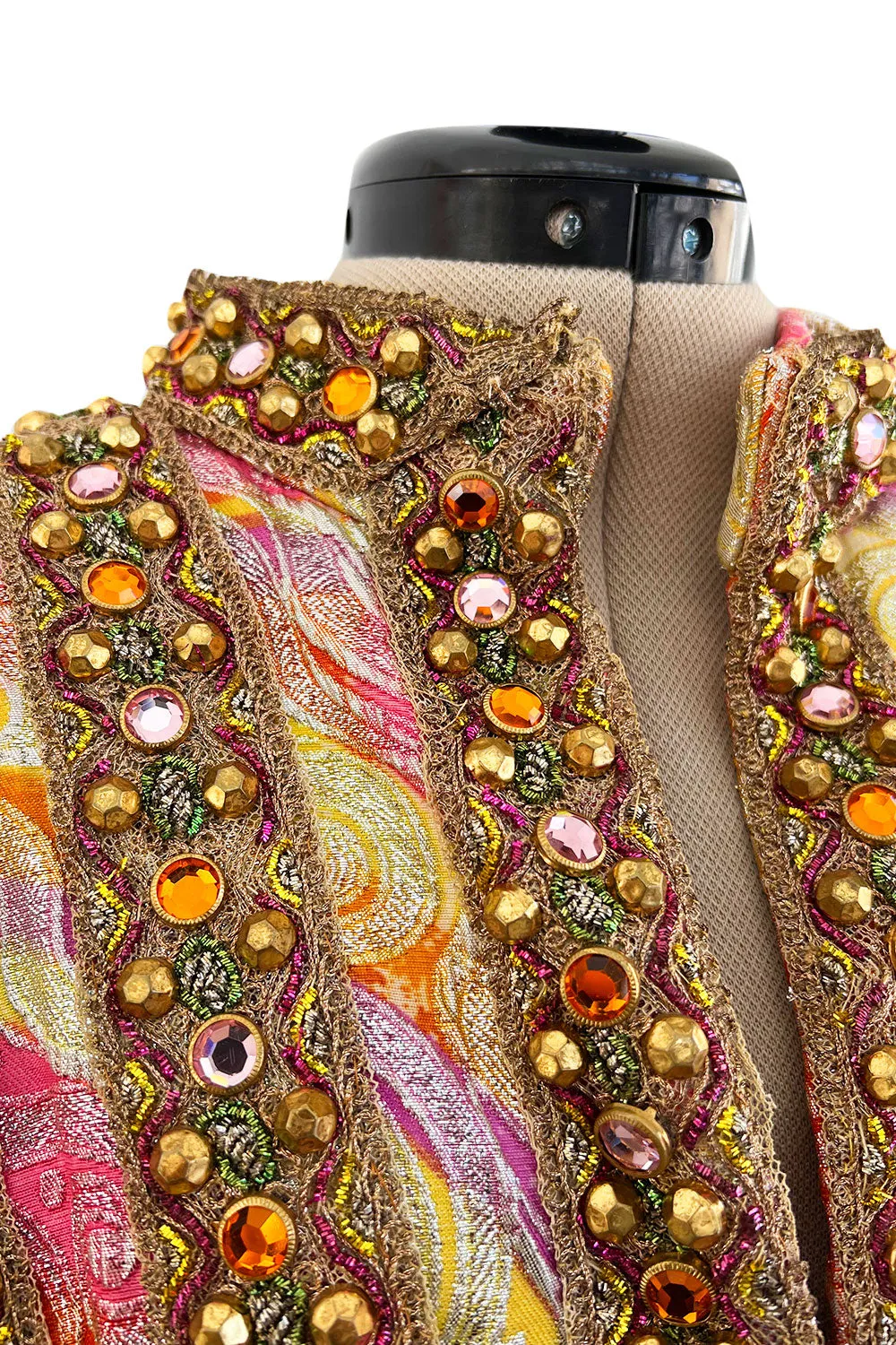 Amazing c.1967 Oscar de la Renta Gold Metallic Brocade Jumpsuit w Extensive Detailing