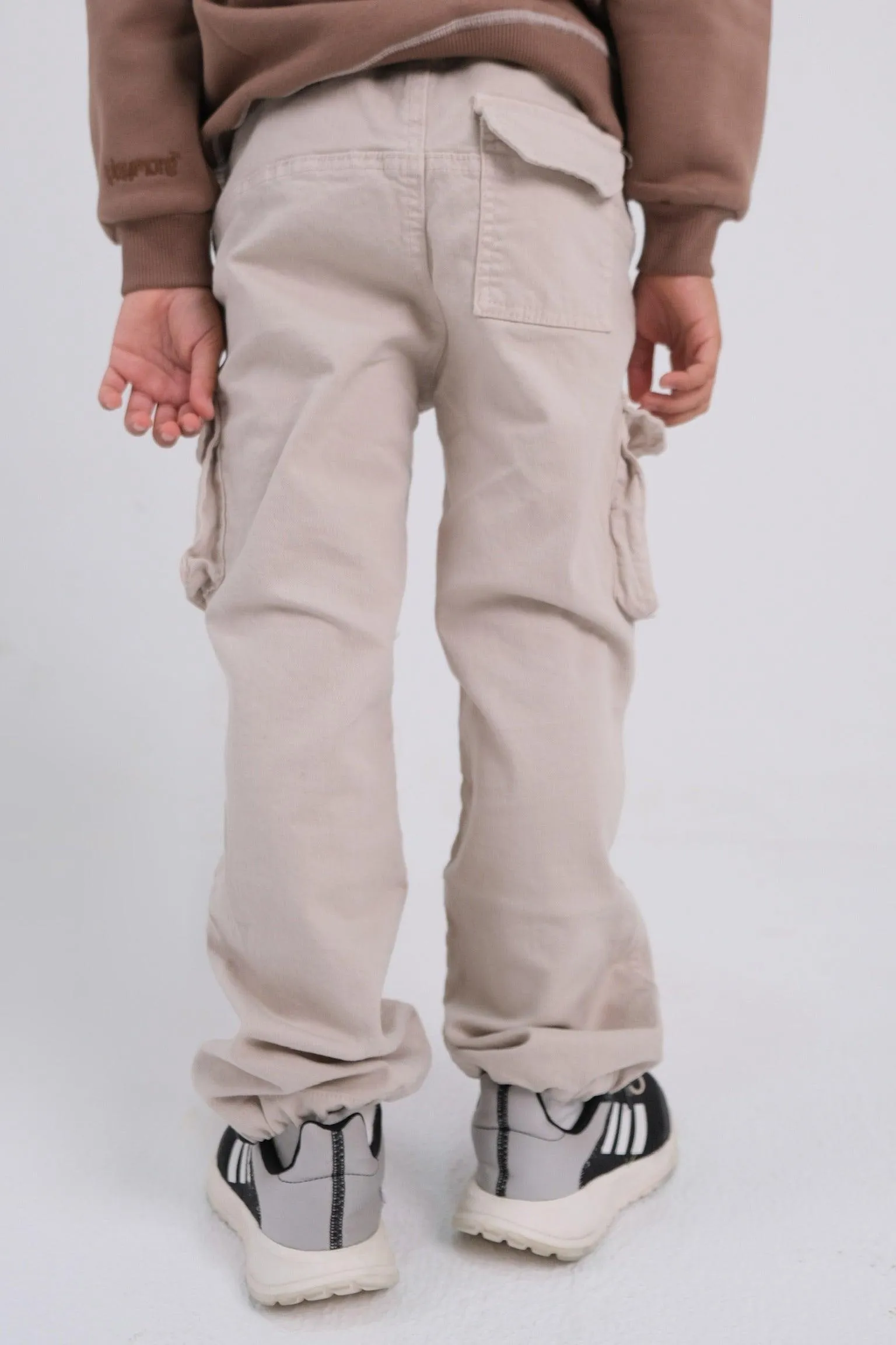 Beige Parachute Cargo Pants