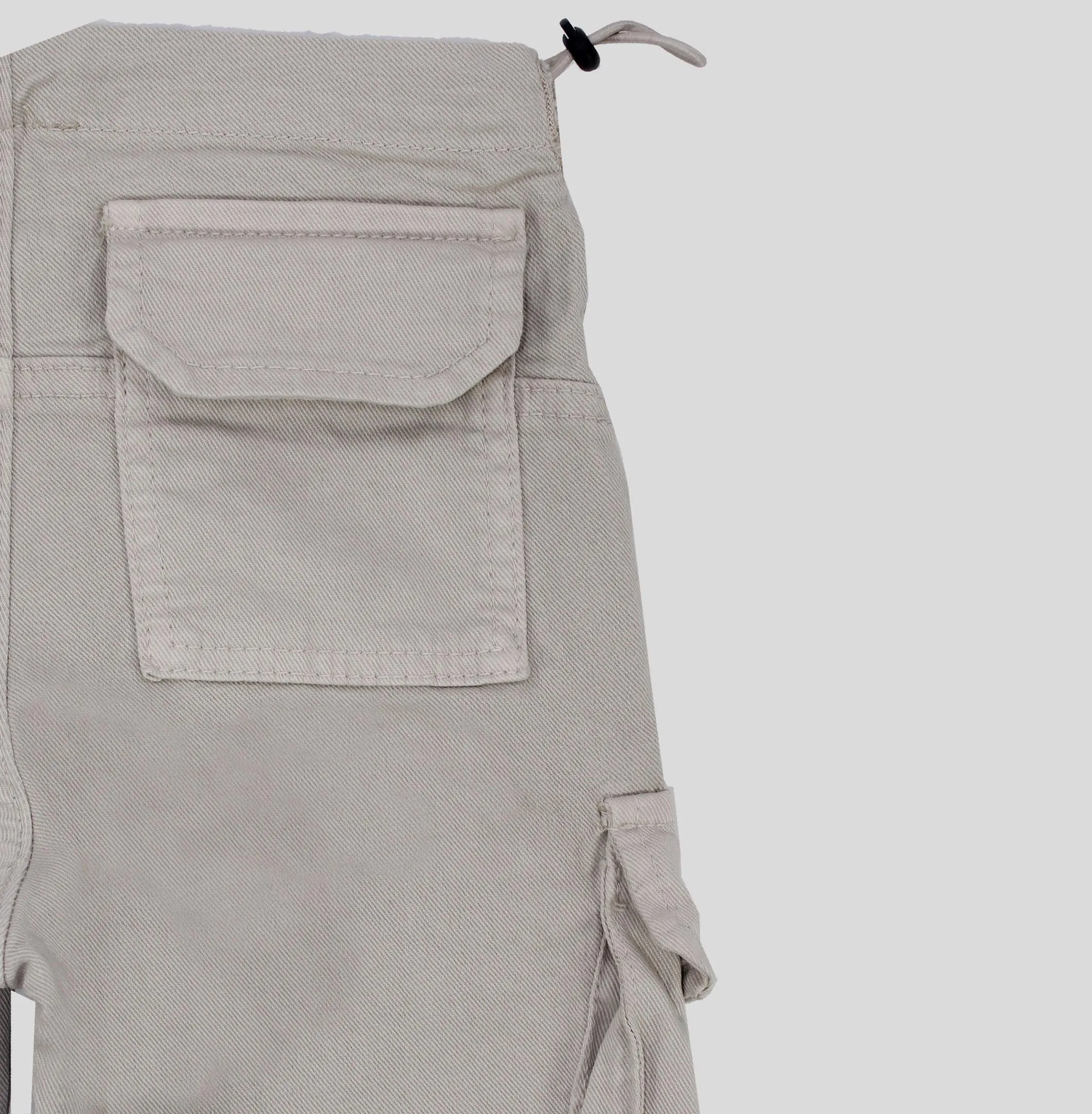 Beige Parachute Cargo Pants