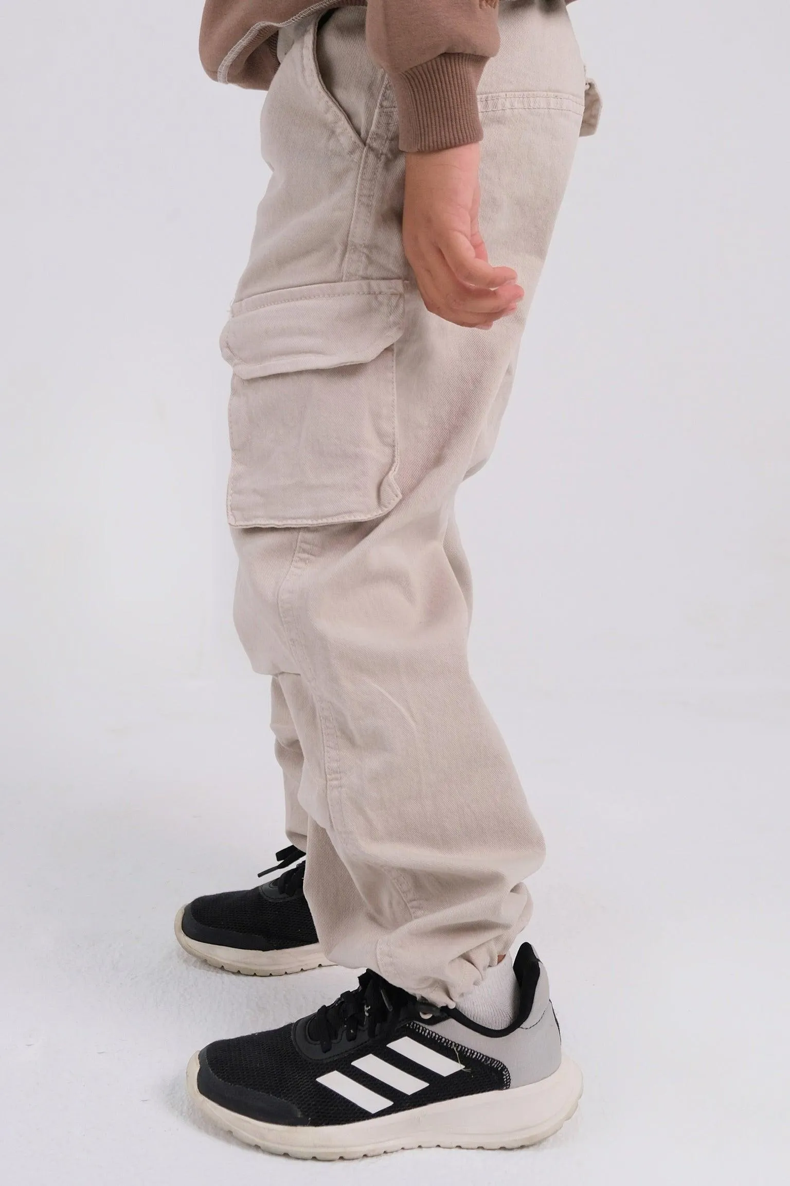 Beige Parachute Cargo Pants
