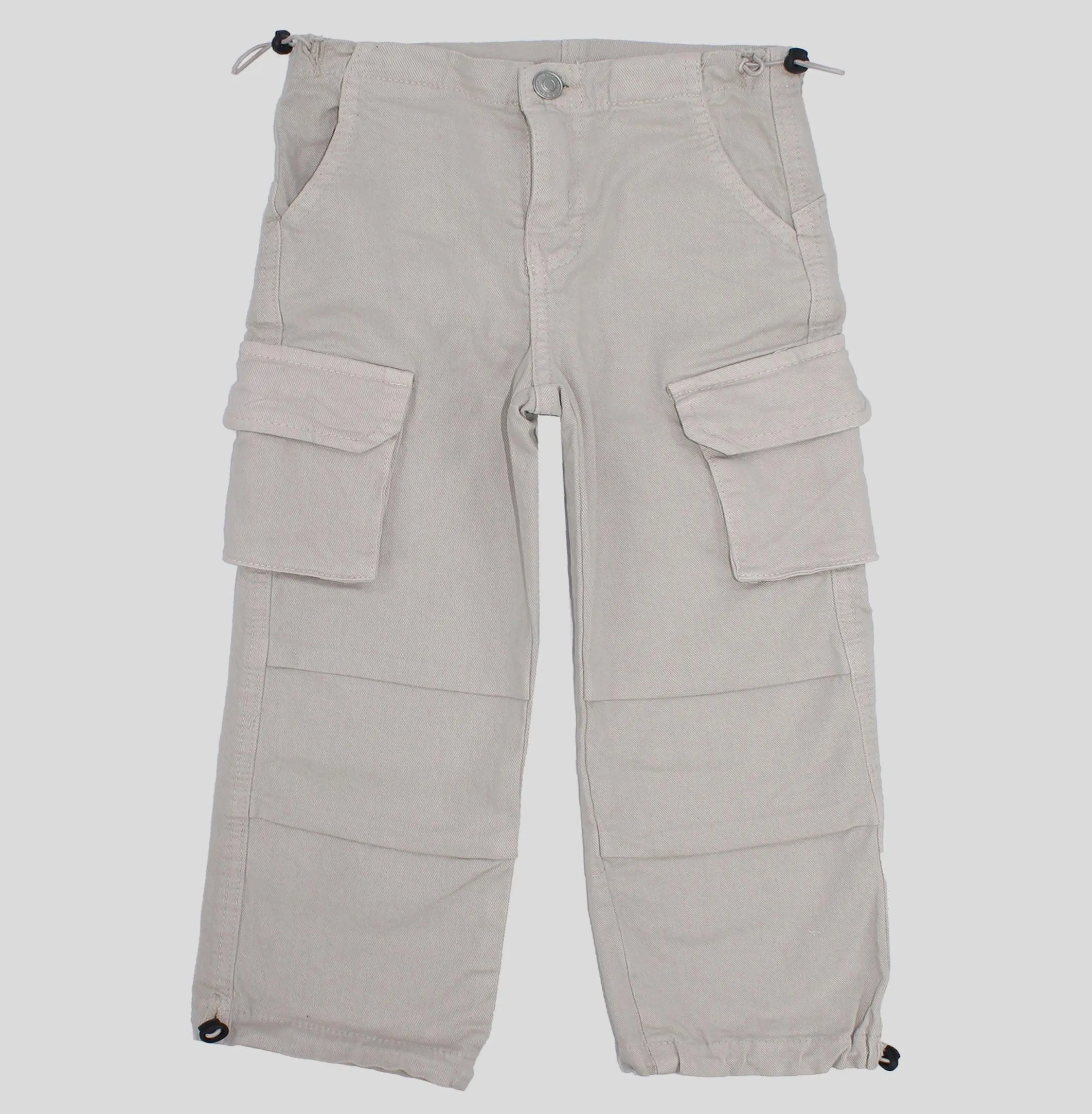 Beige Parachute Cargo Pants