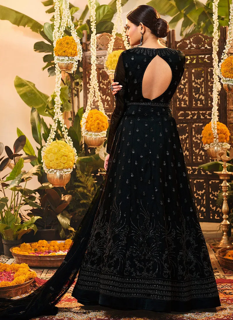 Black Embroidered Wedding Anarkali Suit