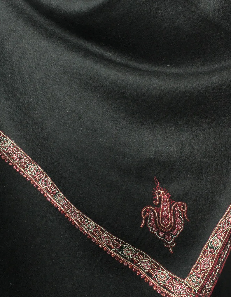 Black Pashmina Shawl With Sozni Work 5766