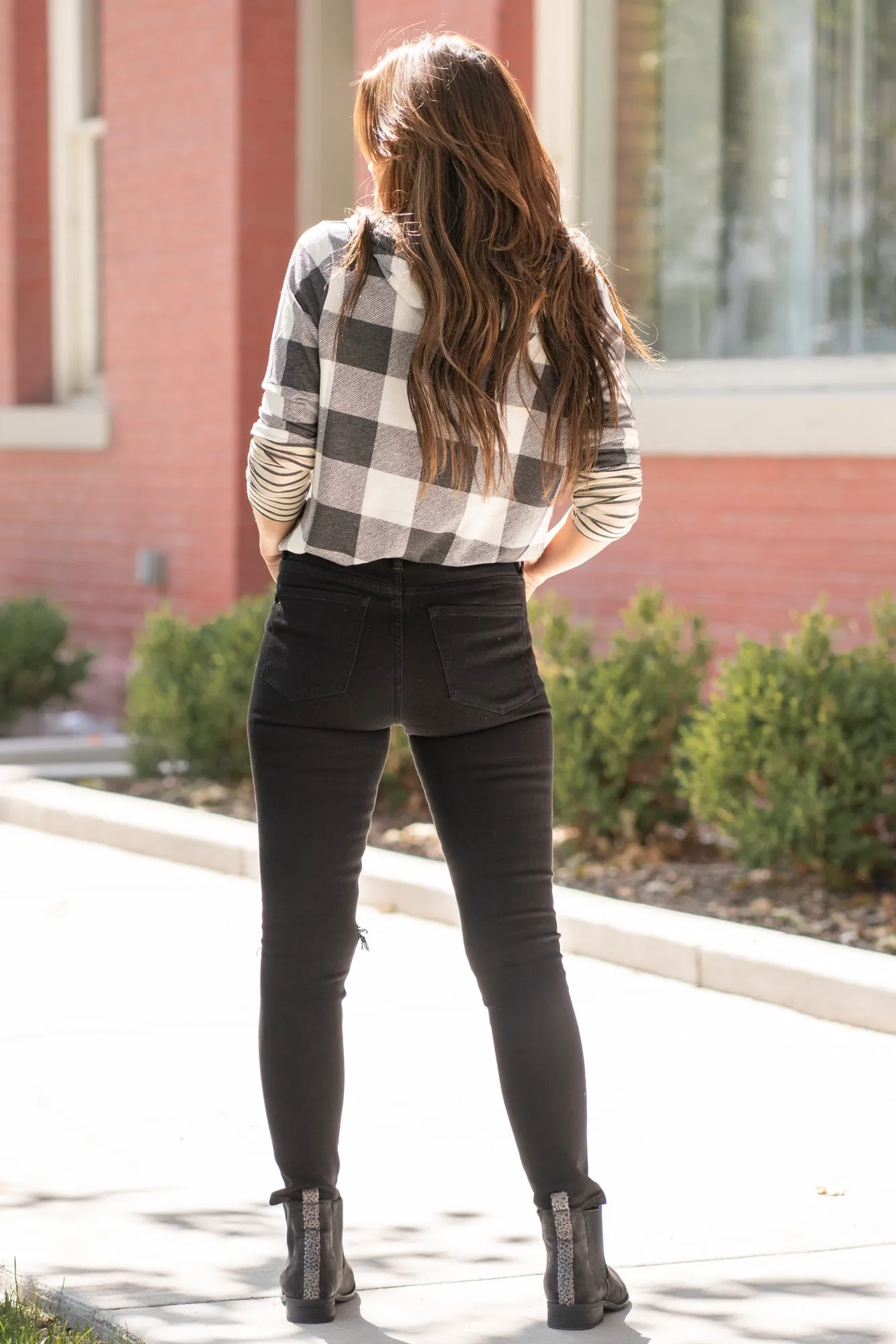 Black Spice Mid Rise Ripped Ankle Skinny