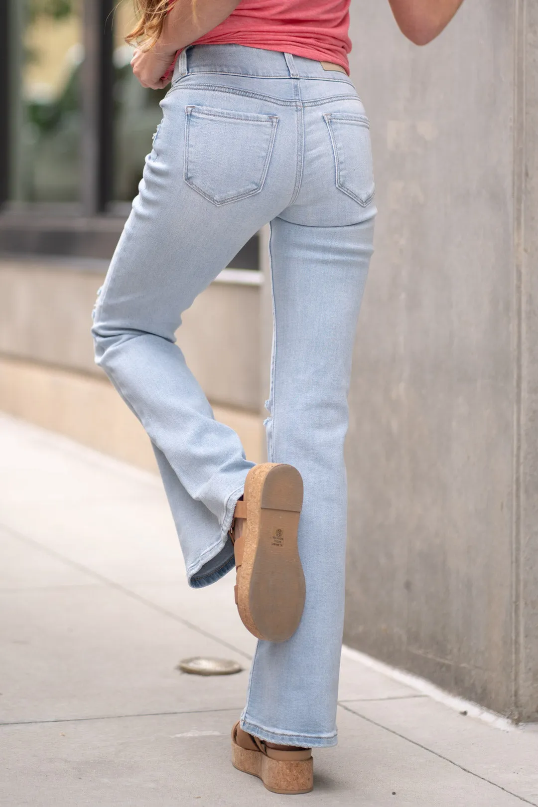 Bombshell Double Button Mid Rise Flare