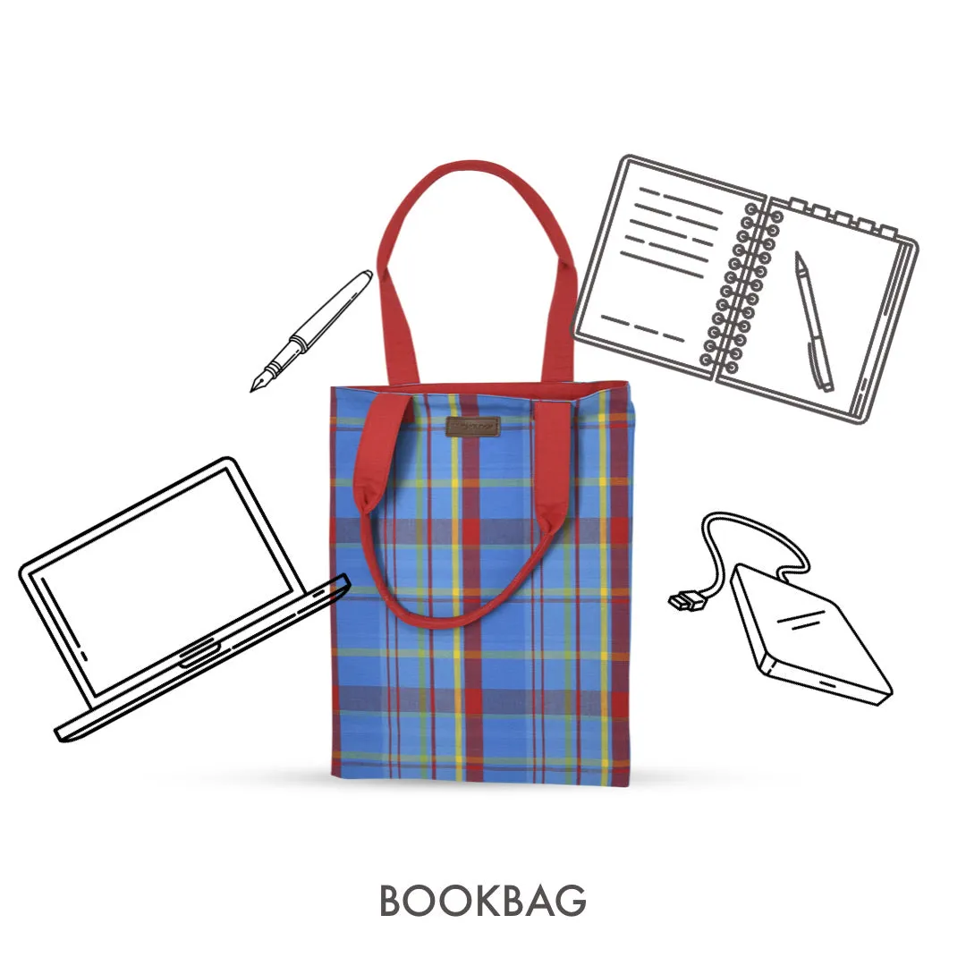 Book Bag - Manic Madras - Blue