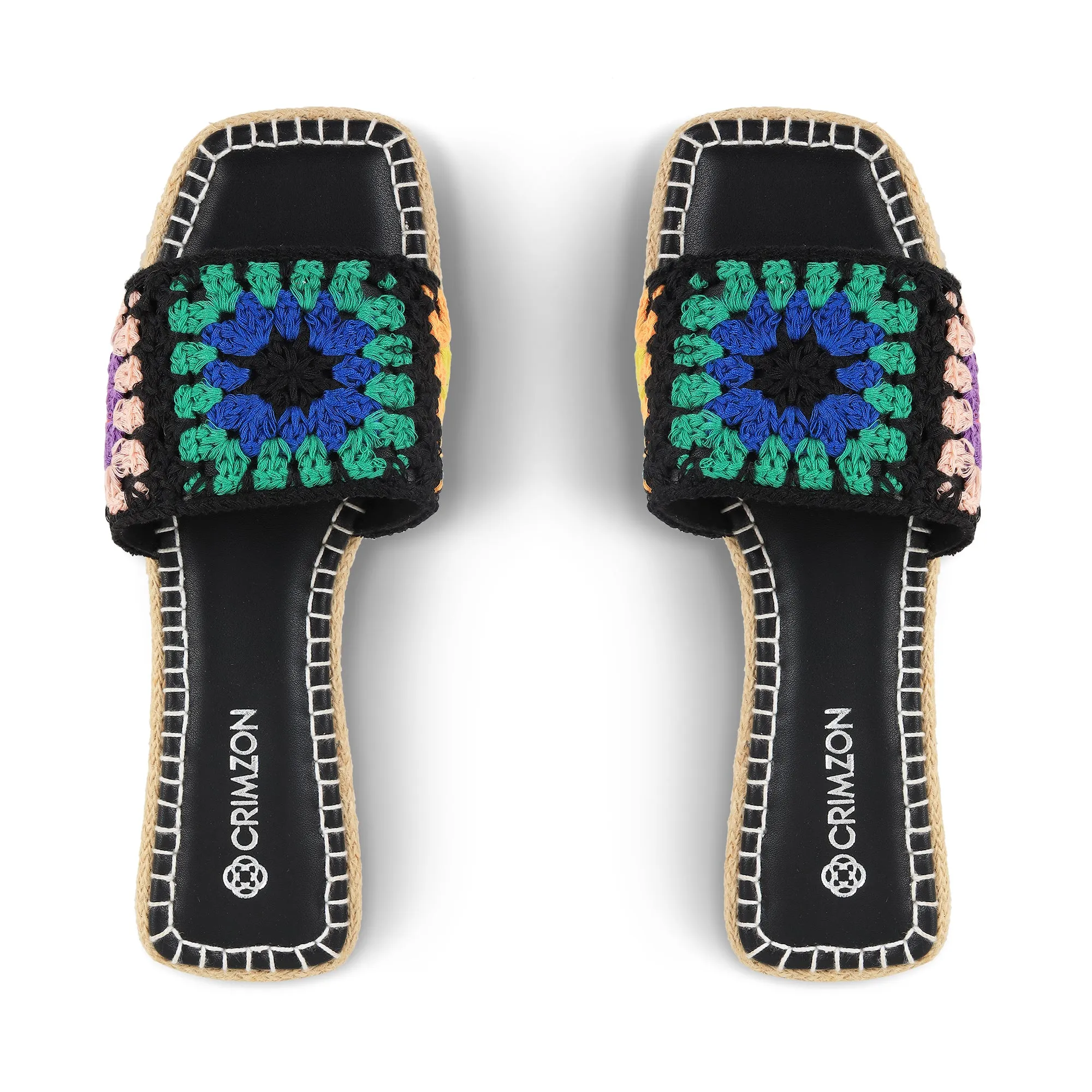 CLARA- BLACK CROCHET FLATS