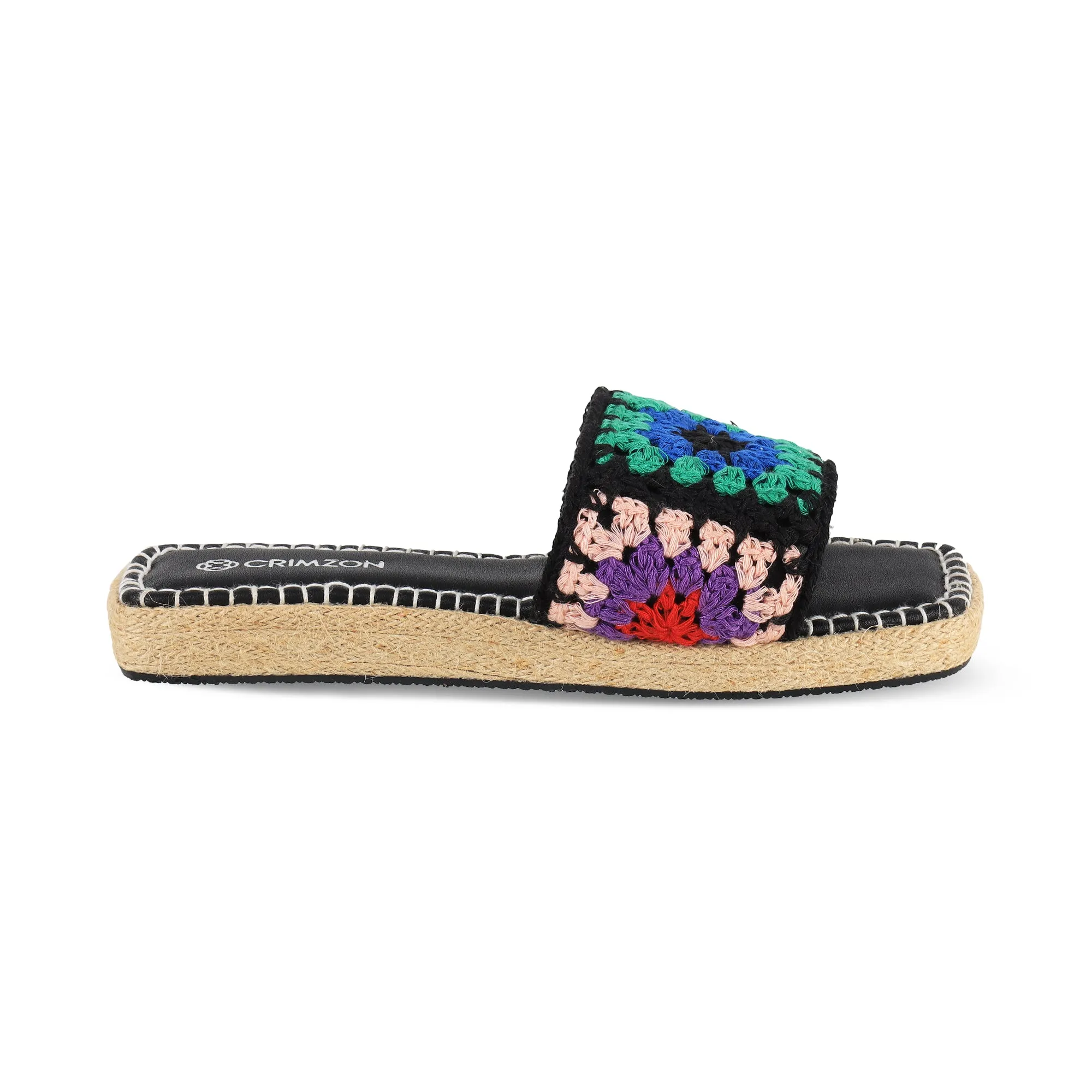 CLARA- BLACK CROCHET FLATS