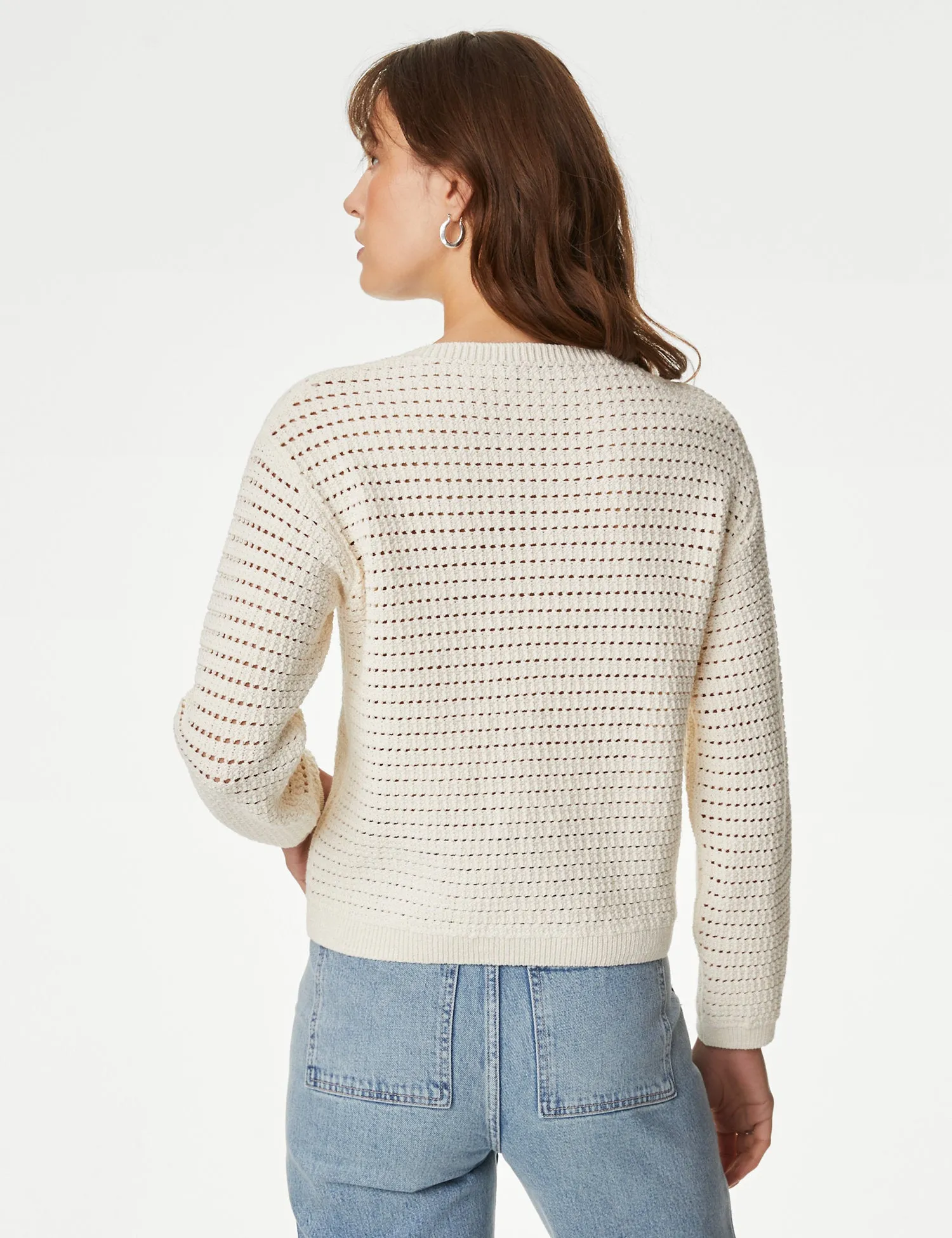 Cotton Rich Textured Crew Neck Jumper