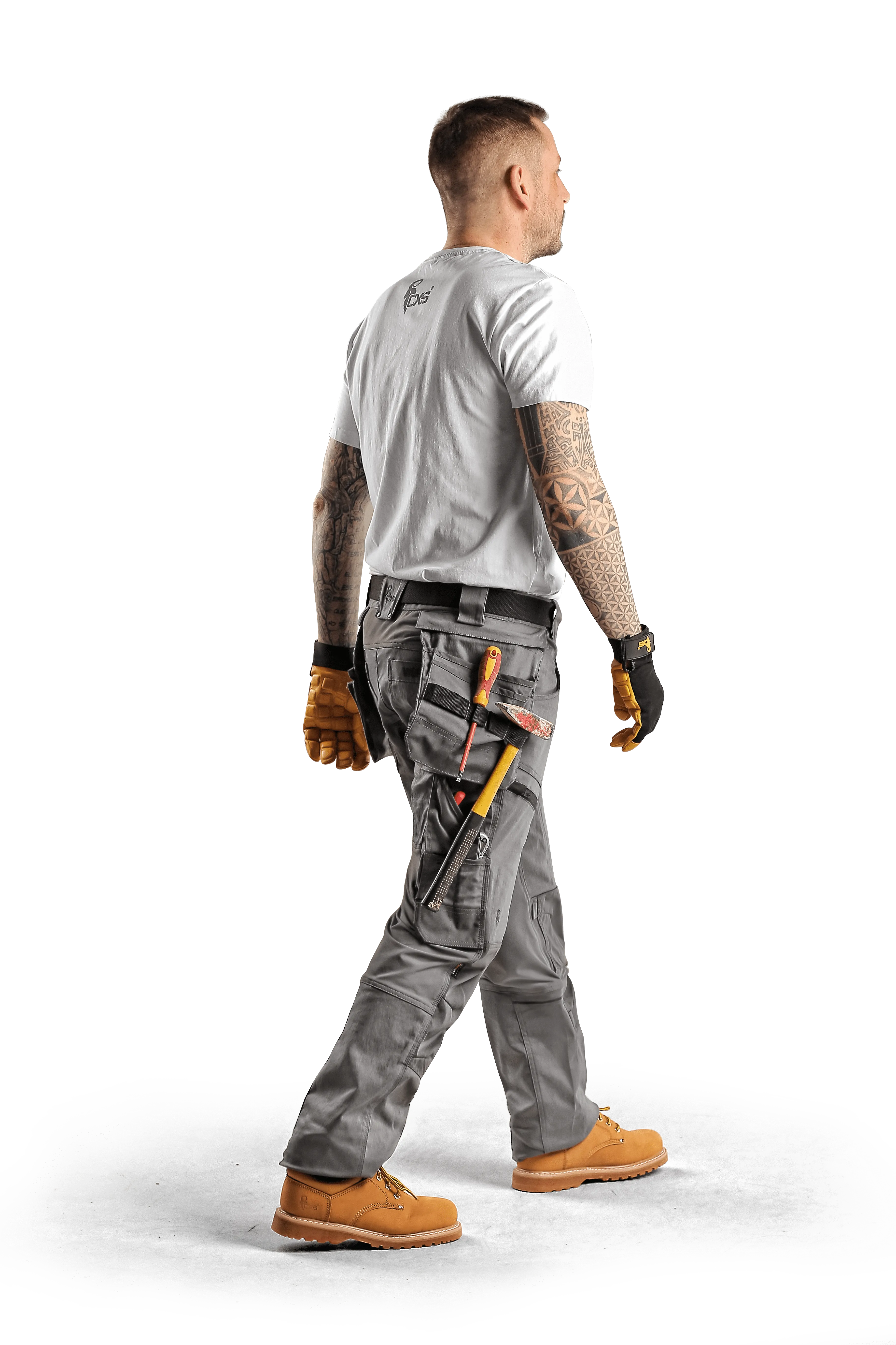 CXS LEONIS, MEN'S, WORK PANTS, GREY WITH BLACK ACCESSORIES