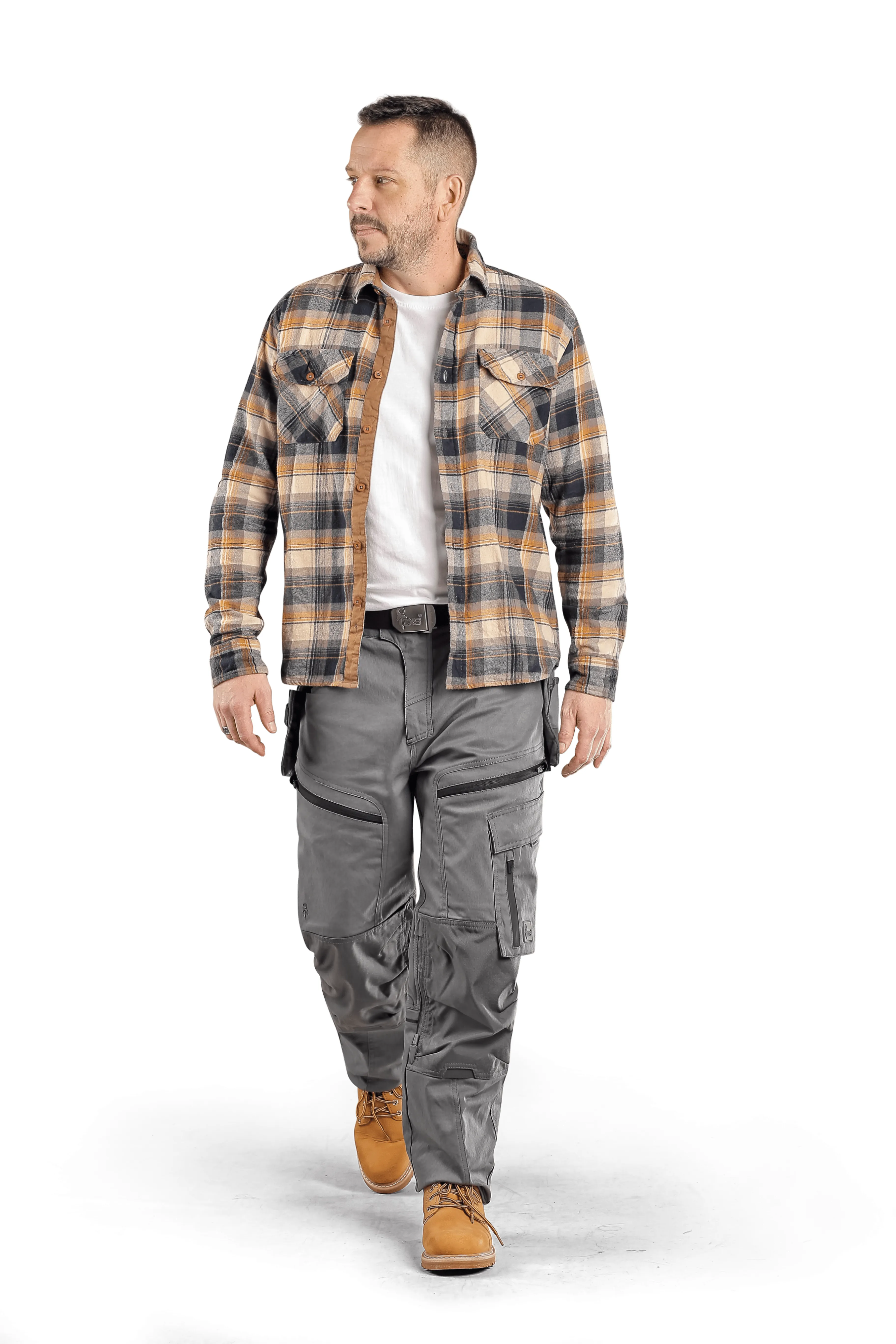 CXS LEONIS, MEN'S, WORK PANTS, GREY WITH BLACK ACCESSORIES