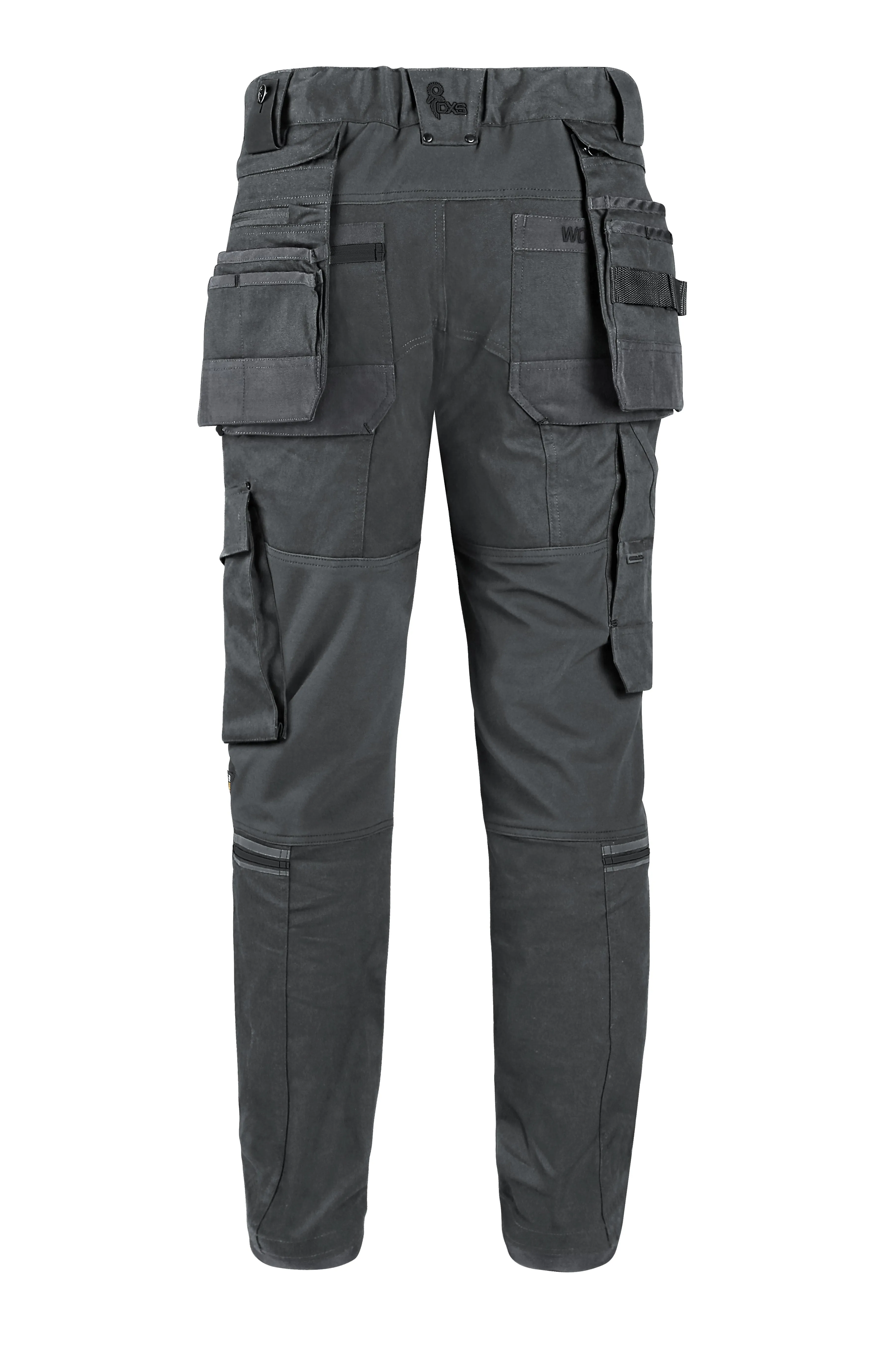 CXS LEONIS, MEN'S, WORK PANTS, GREY WITH BLACK ACCESSORIES