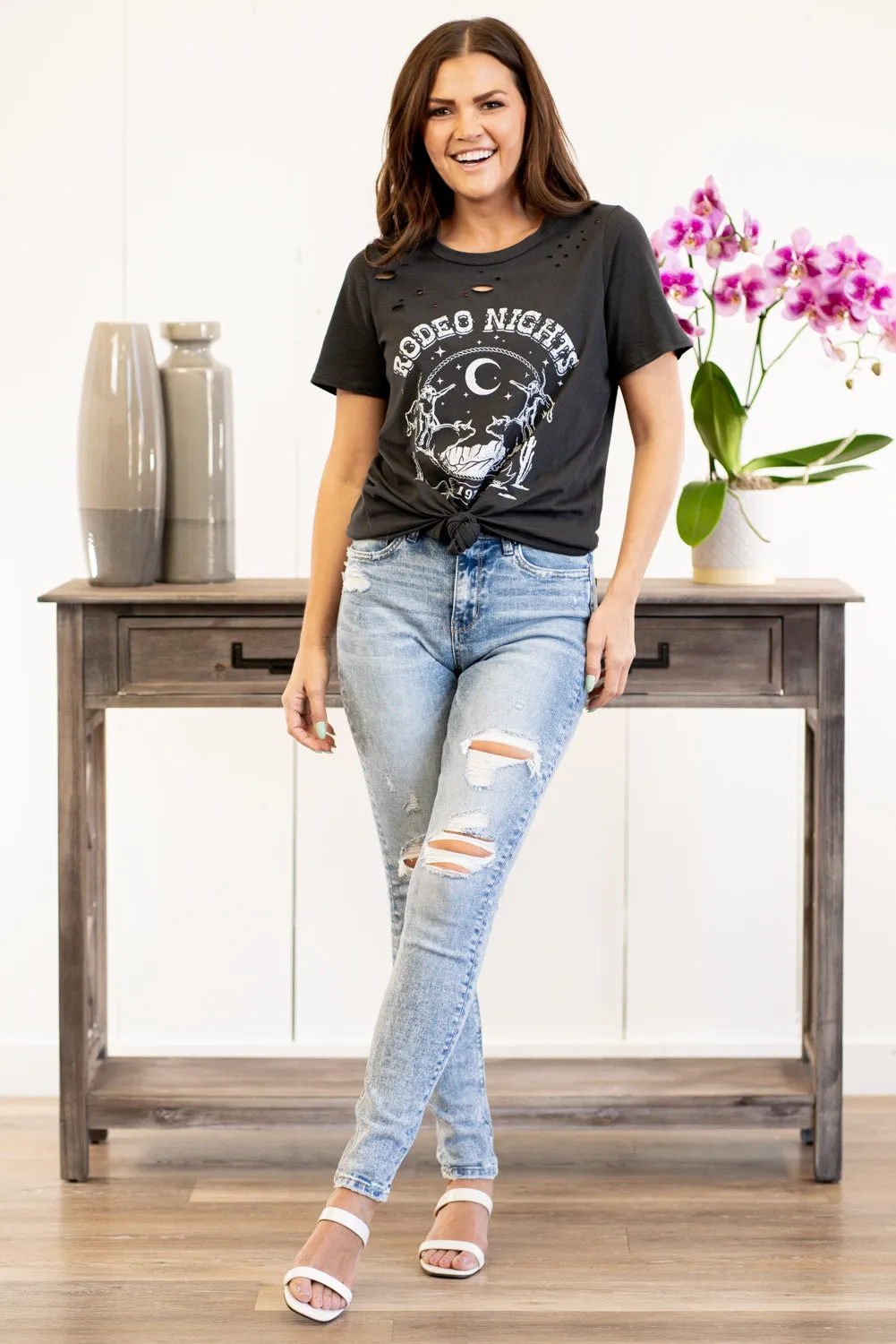 Dark Age High Rise Ripped Knee Skinny
