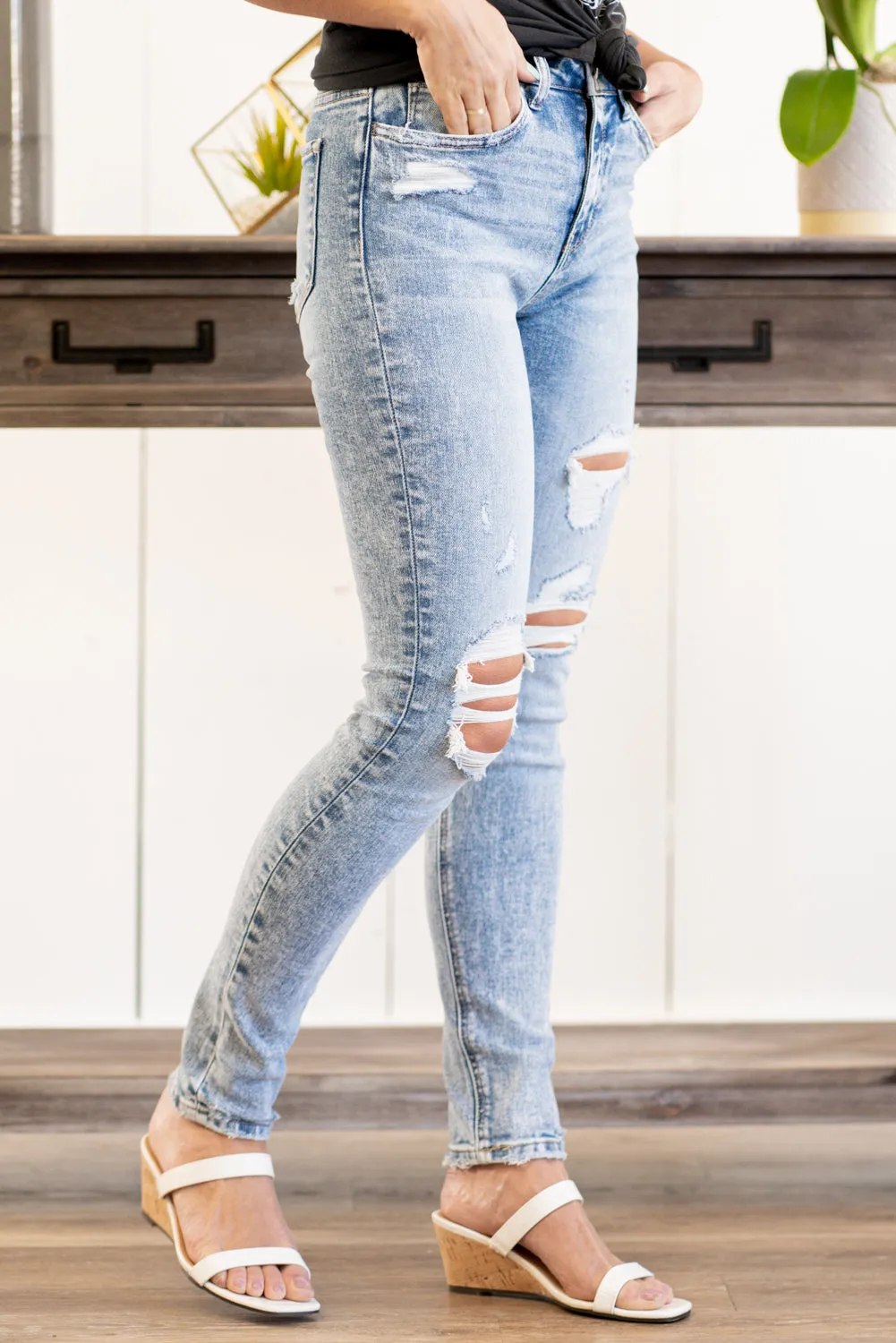Dark Age High Rise Ripped Knee Skinny