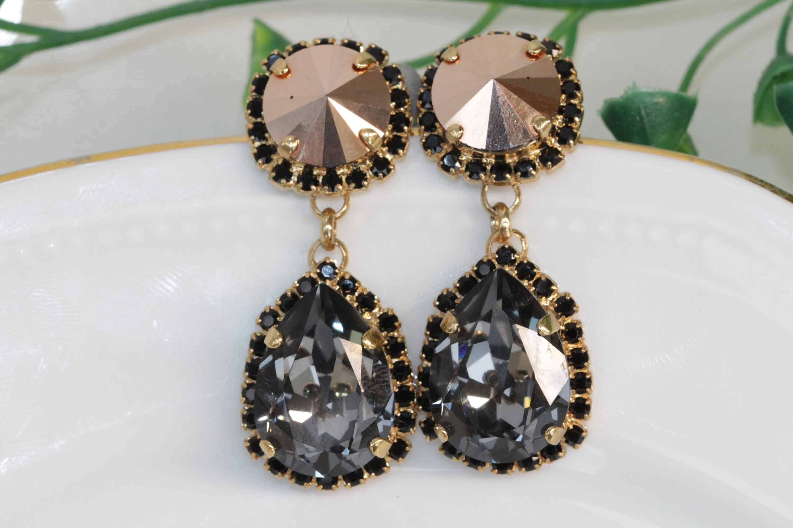 DARK GREY Chandelier Earrings