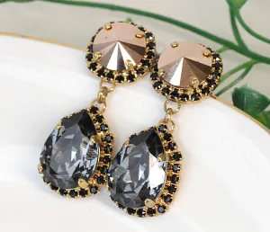 DARK GREY Chandelier Earrings