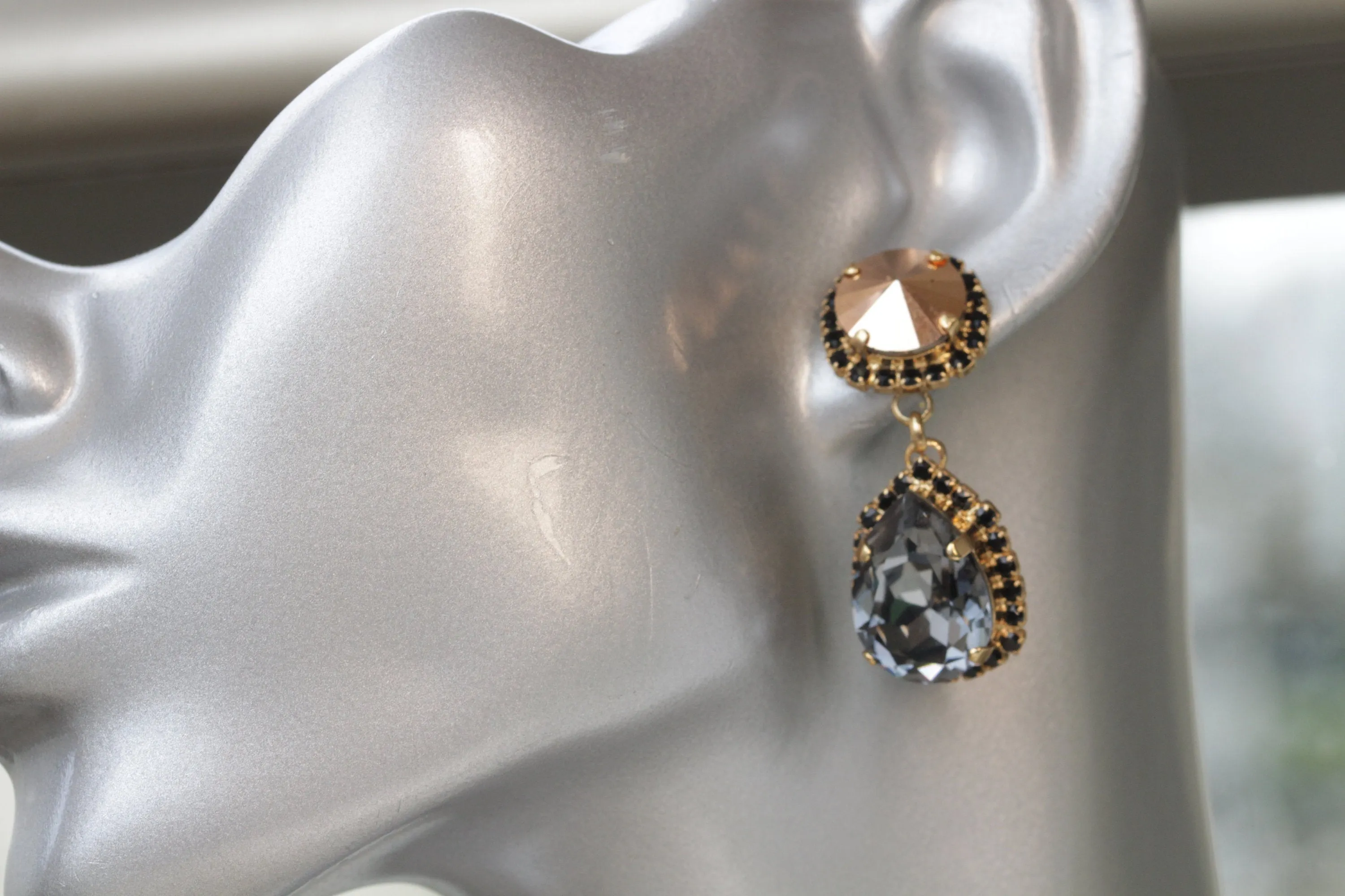 DARK GREY Chandelier Earrings
