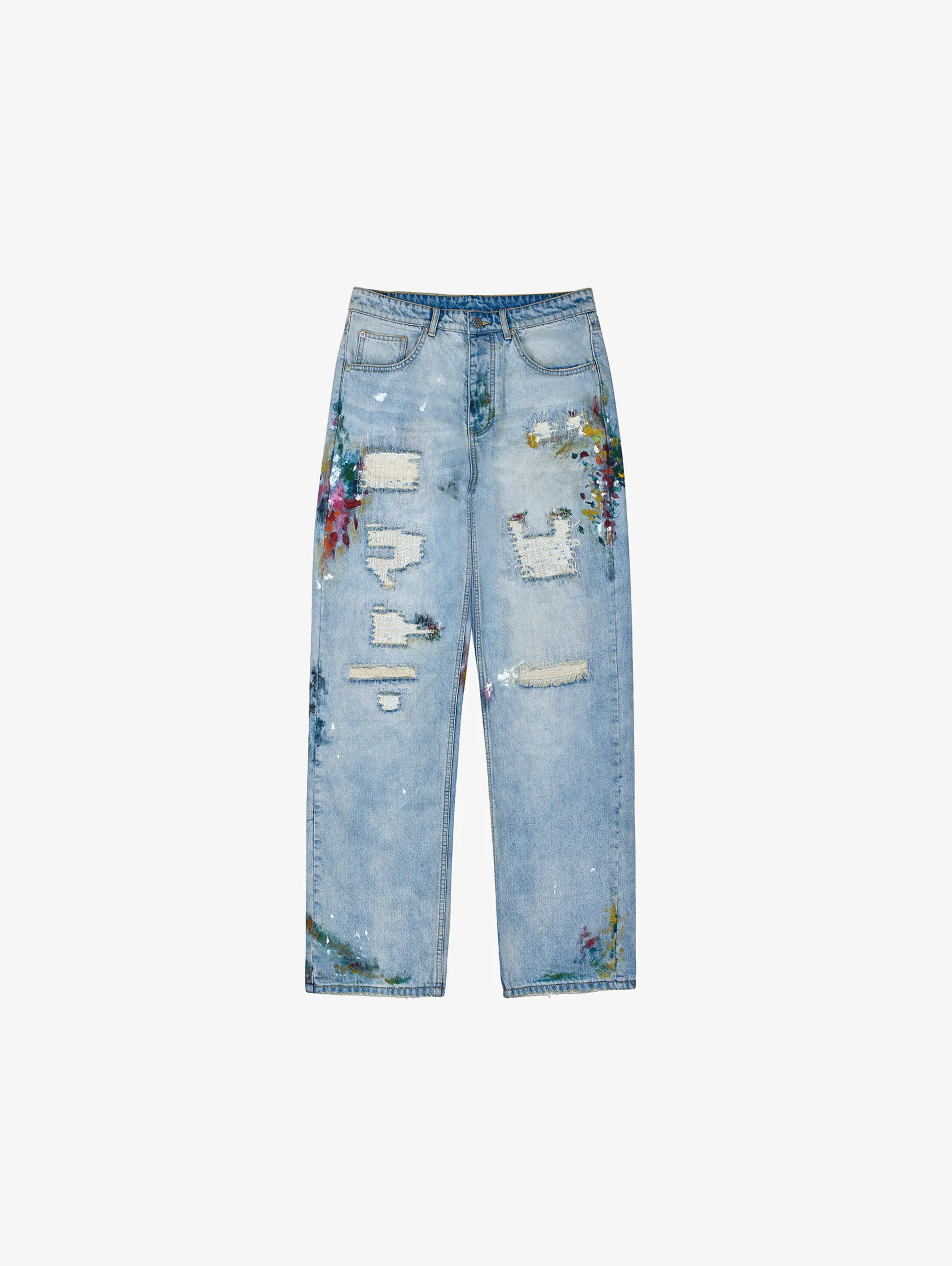 DISTRESSED DENIM LIGHT BLUE "PAINTING"