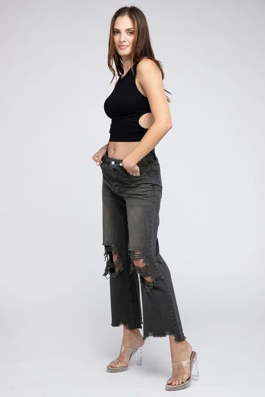Distressed Vintage Washed Wide Leg Pants *Onine Only*