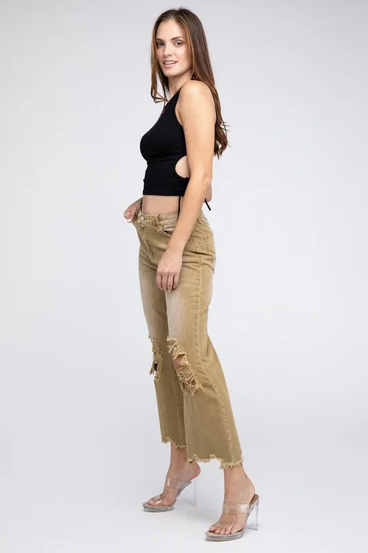 Distressed Vintage Washed Wide Leg Pants *Onine Only*