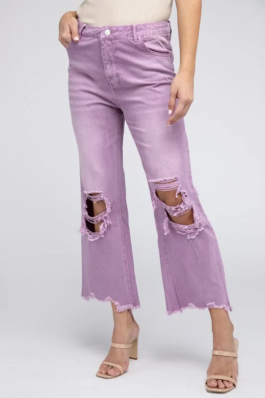 Distressed Vintage Washed Wide Leg Pants *Onine Only*