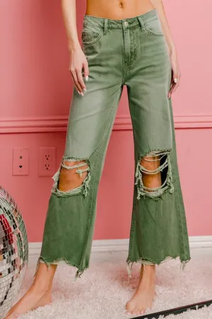 Distressed Vintage Washed Wide Leg Pants *Onine Only*