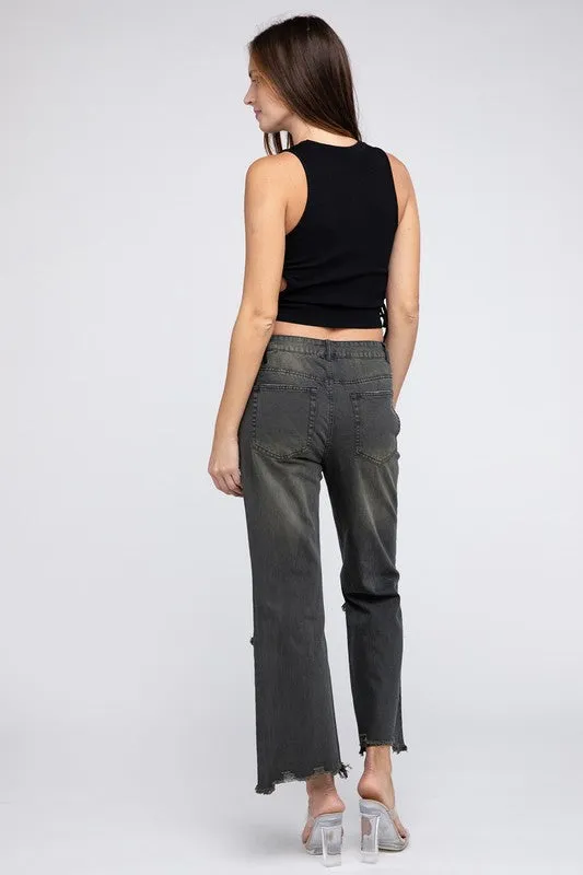 Distressed Vintage Washed Wide Leg Pants *Onine Only*