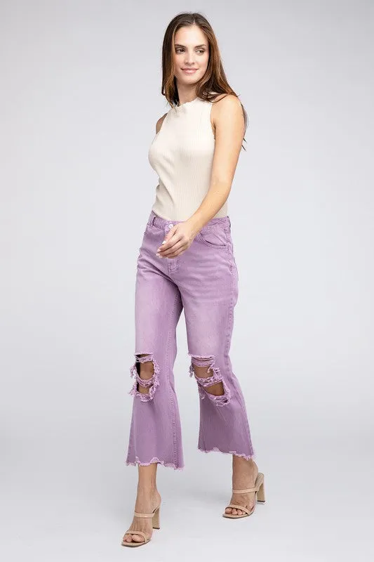 Distressed Vintage Washed Wide Leg Pants *Onine Only*