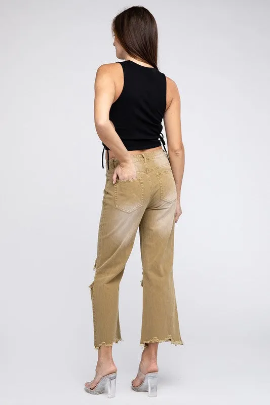 Distressed Vintage Washed Wide Leg Pants *Onine Only*