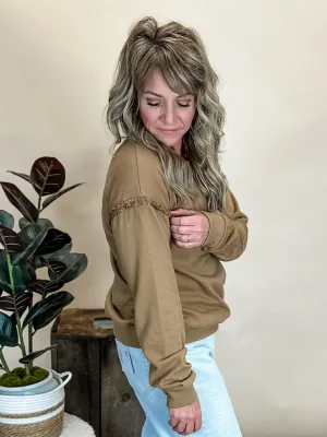 Elevated Essential Fringe Trim Sweatshirt