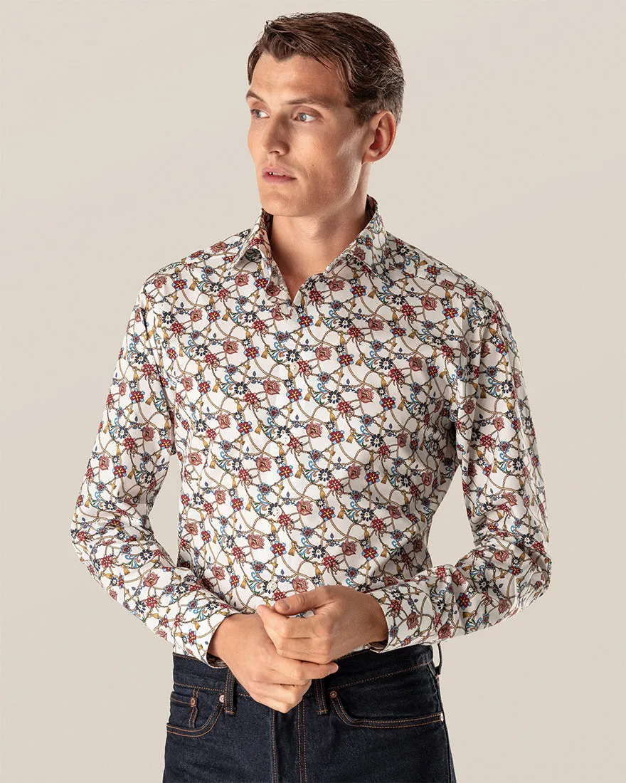 ETON 100002037 WHT CORD PRINT SLIM SC SHIRT