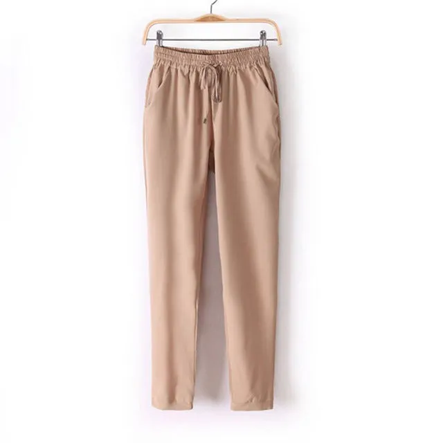 Fashion casual breathable Chiffon haroun pants 7colors Women's summer loose Elastic Waist trousers slacks personality