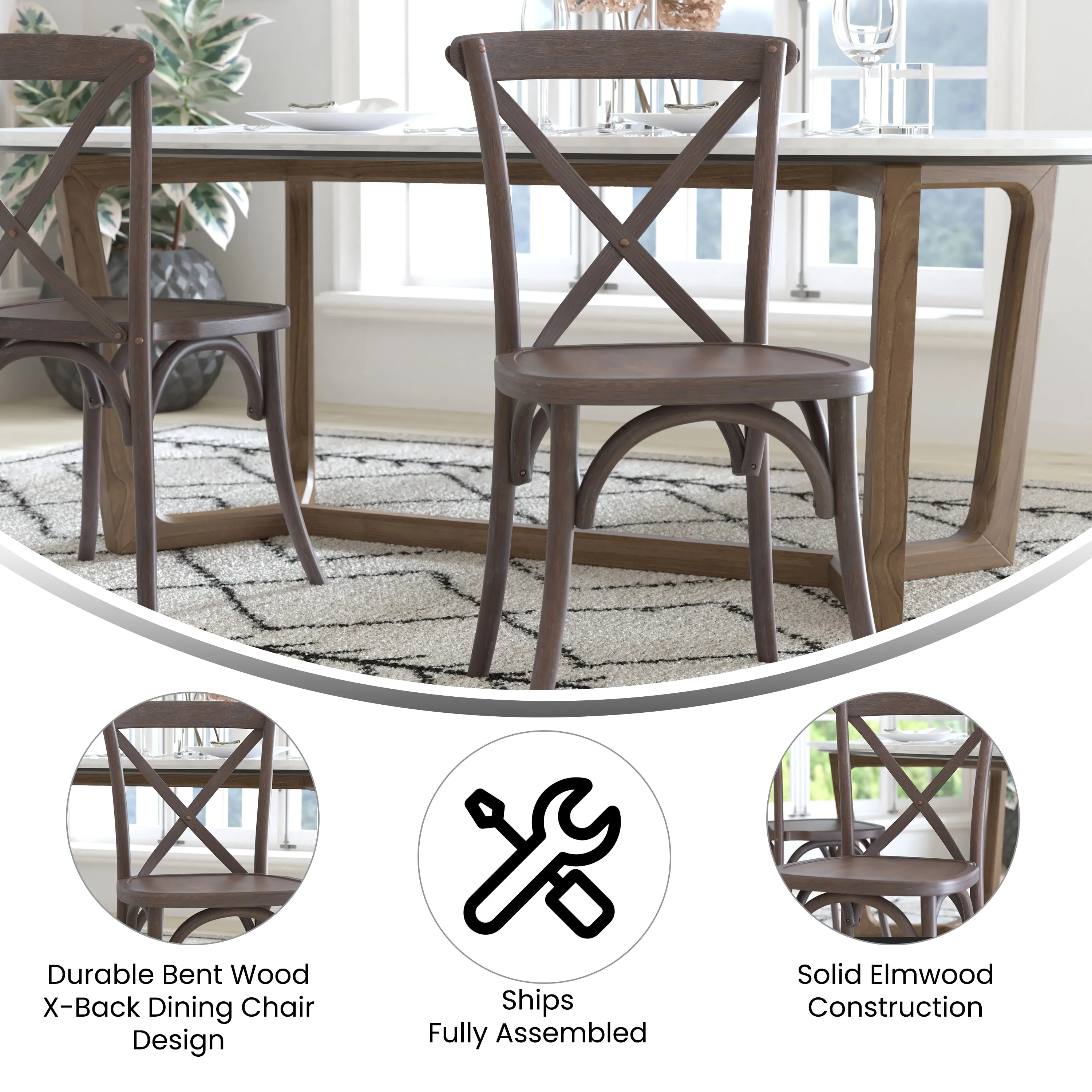 Grayed Driftwood X-Back Chair X-BACK-BURDRIFT