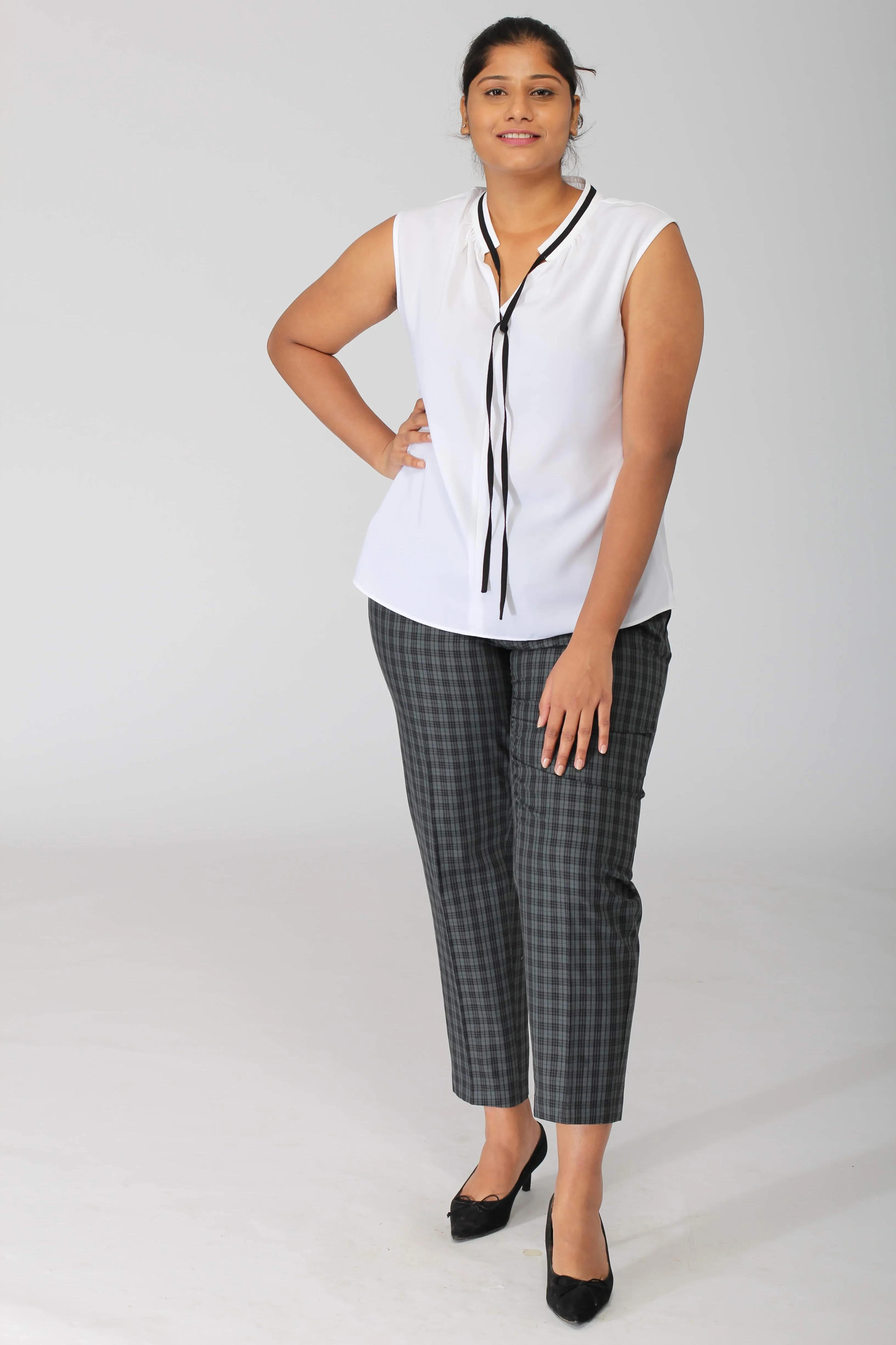 Green Plaid Checks Cotton Pants